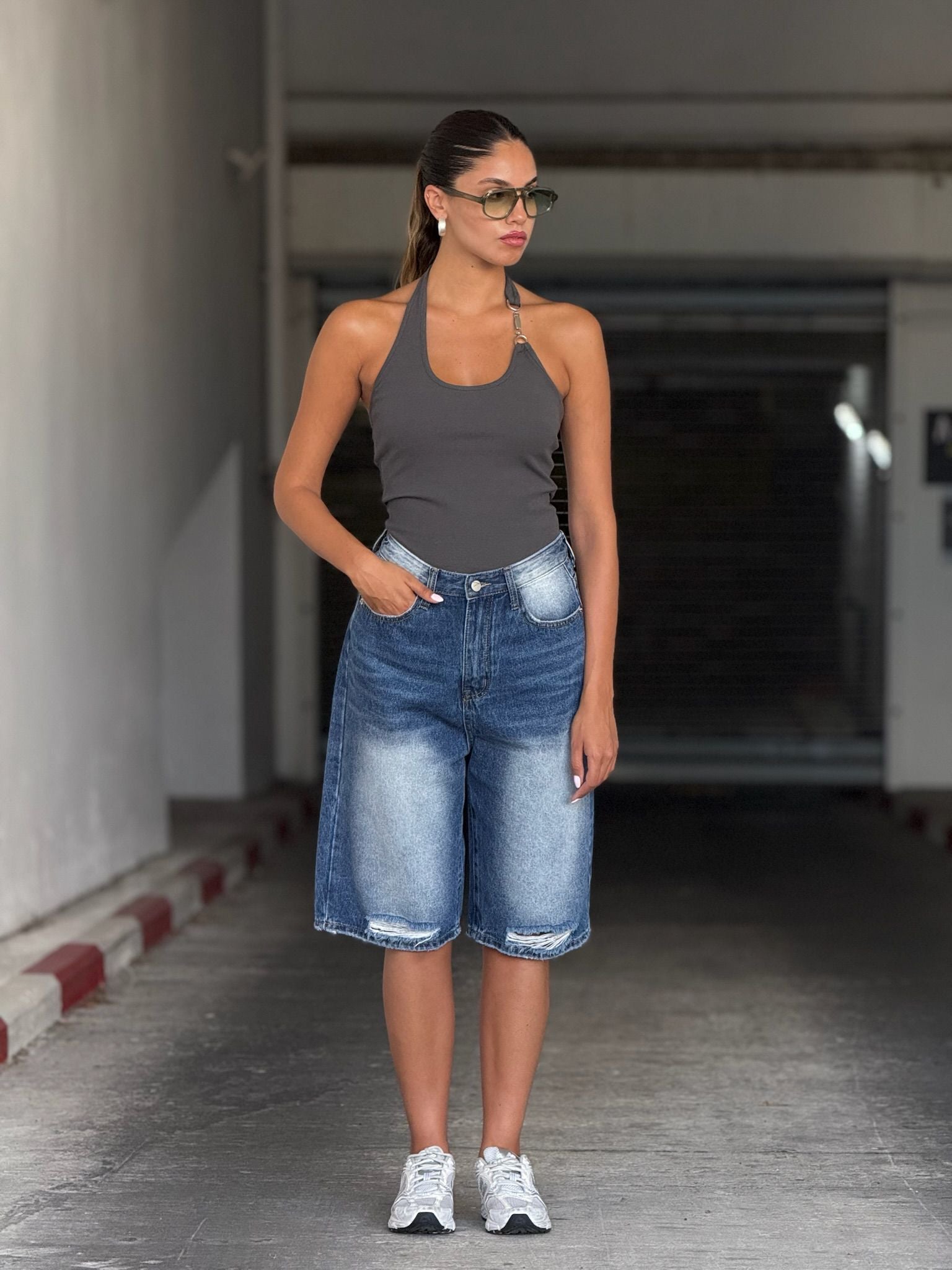 גופיית נינה אפור פלדה