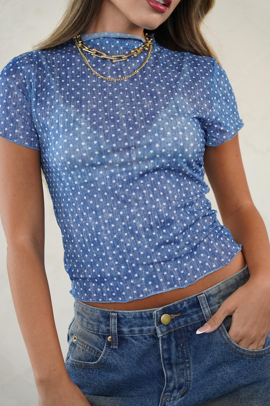 חולצת מולי כחול נקודות