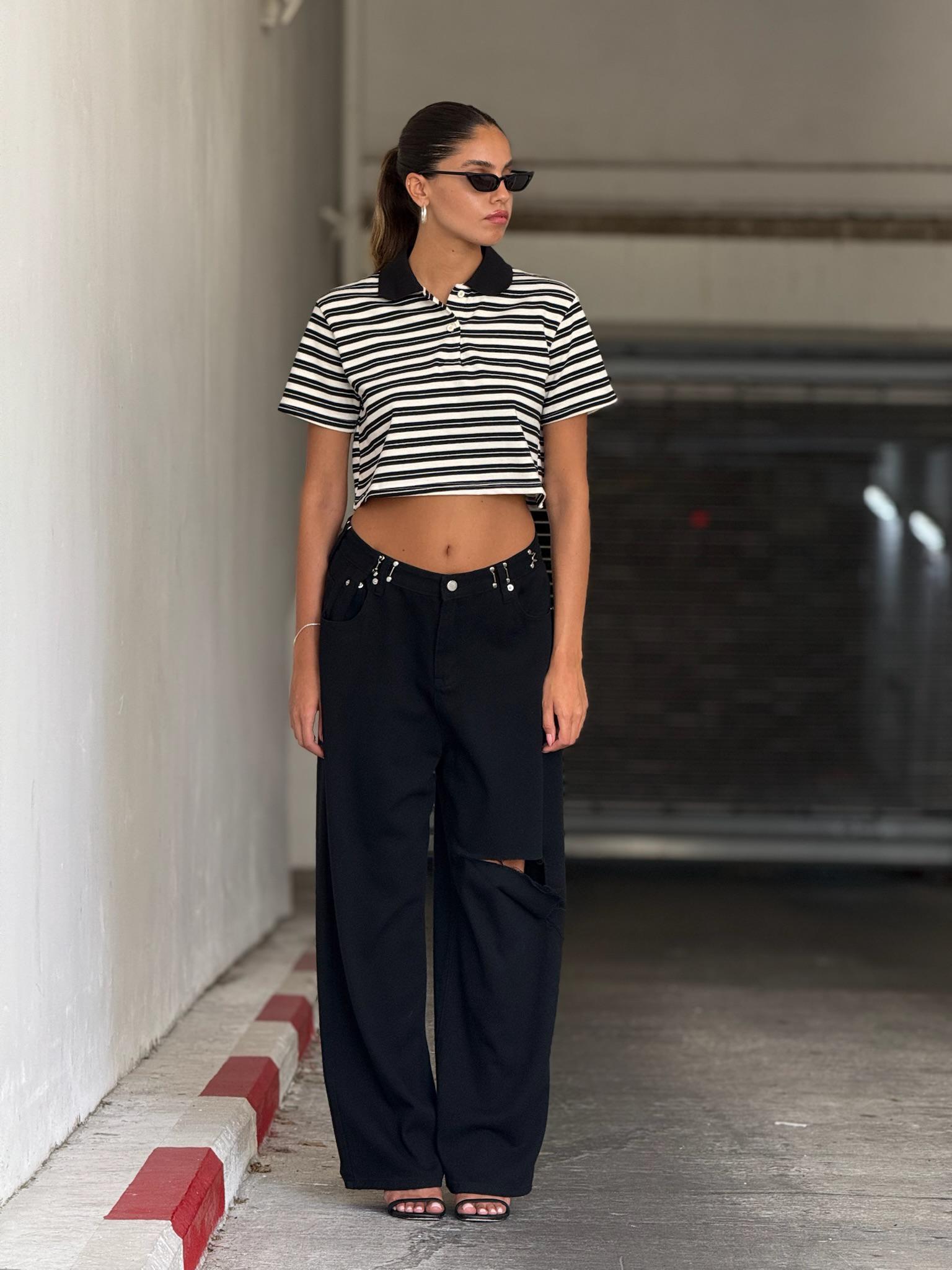 חולצת רפאל קרופ שחור