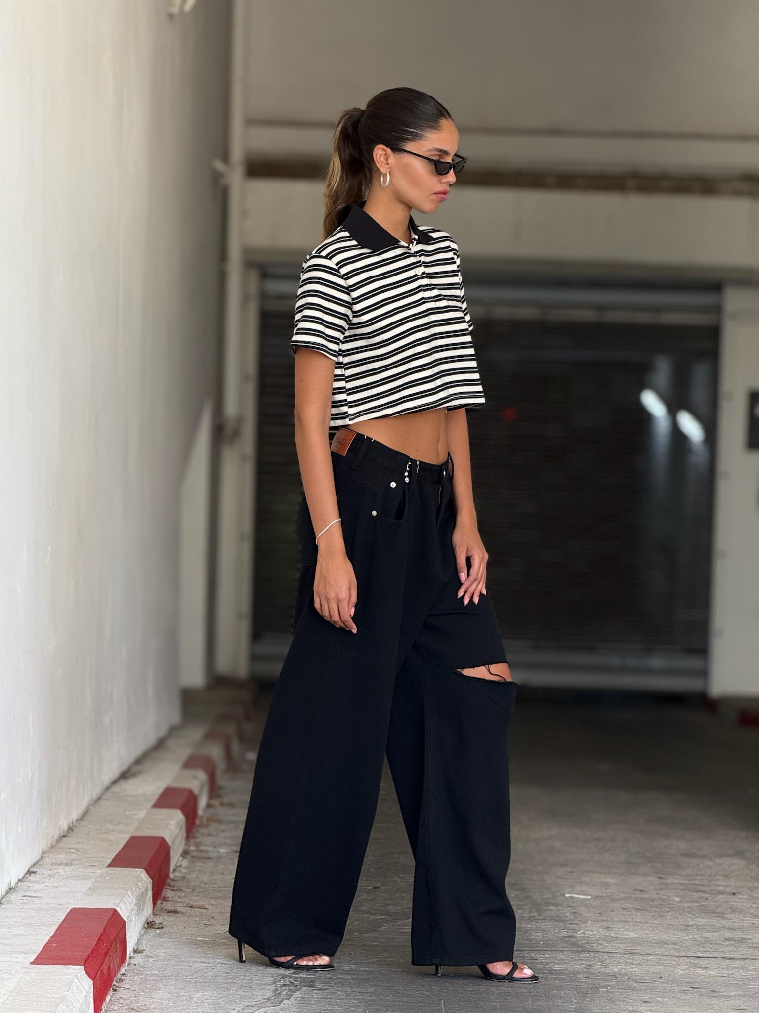 חולצת רפאל קרופ שחור