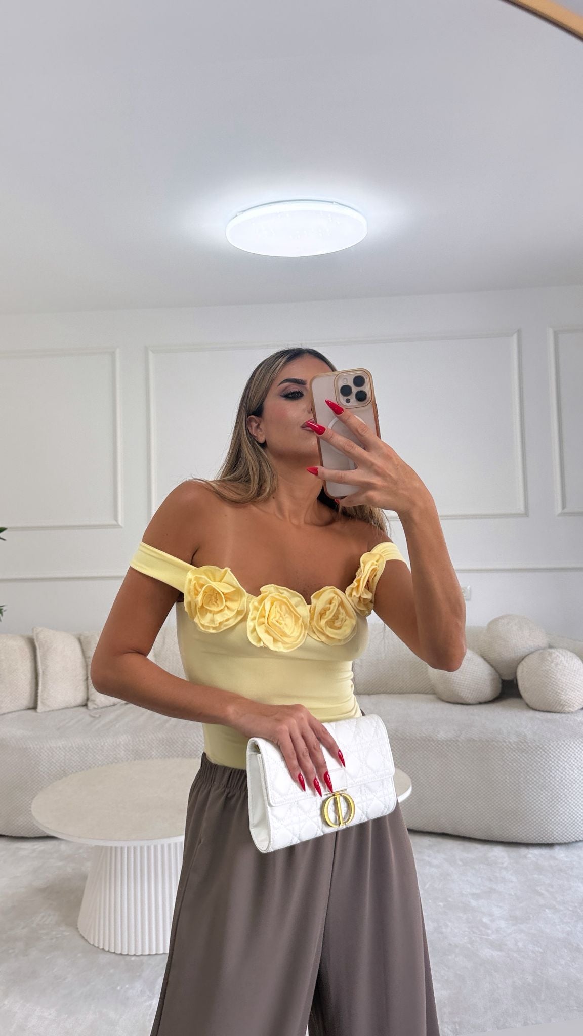 בגד גוף פלורי צהוב