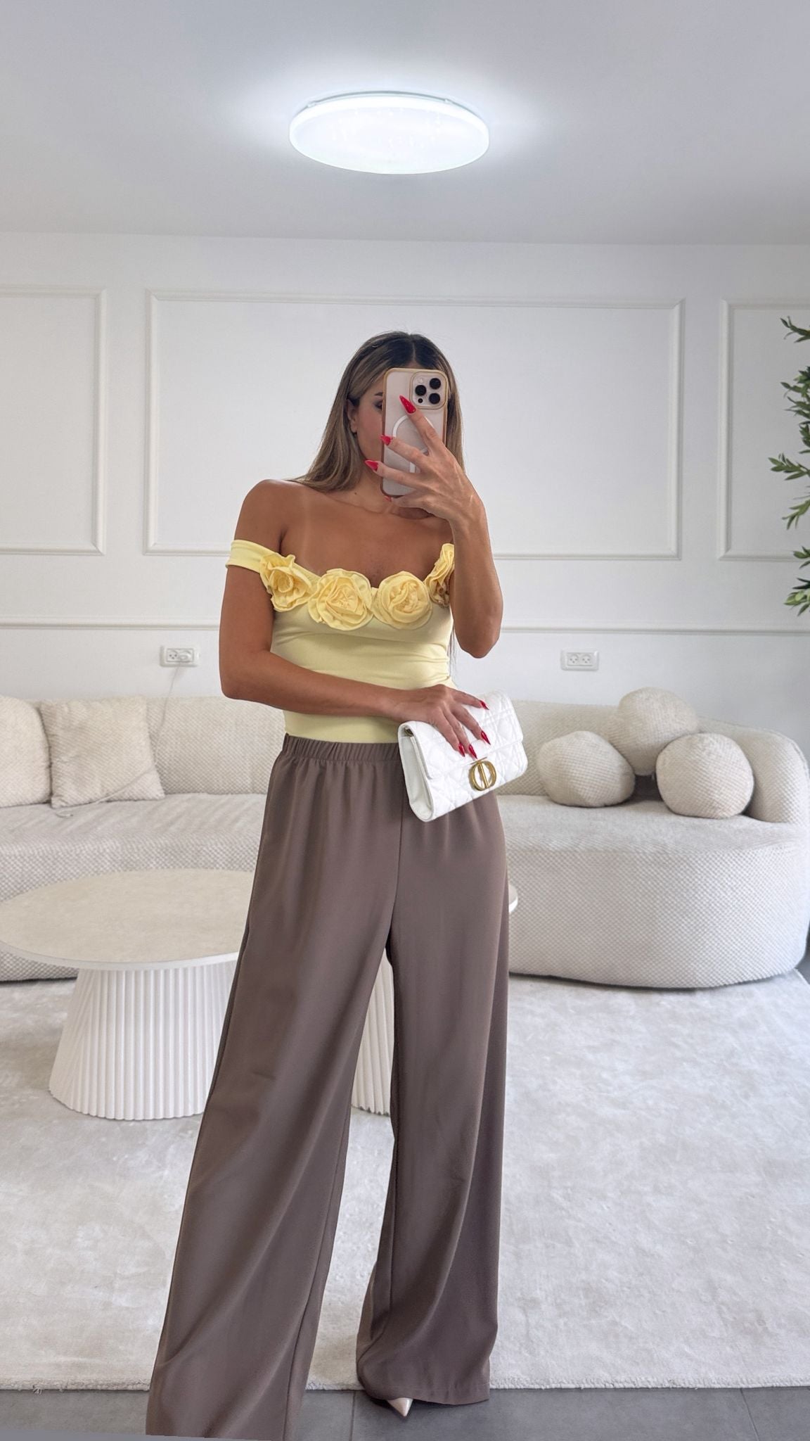 בגד גוף פלורי צהוב