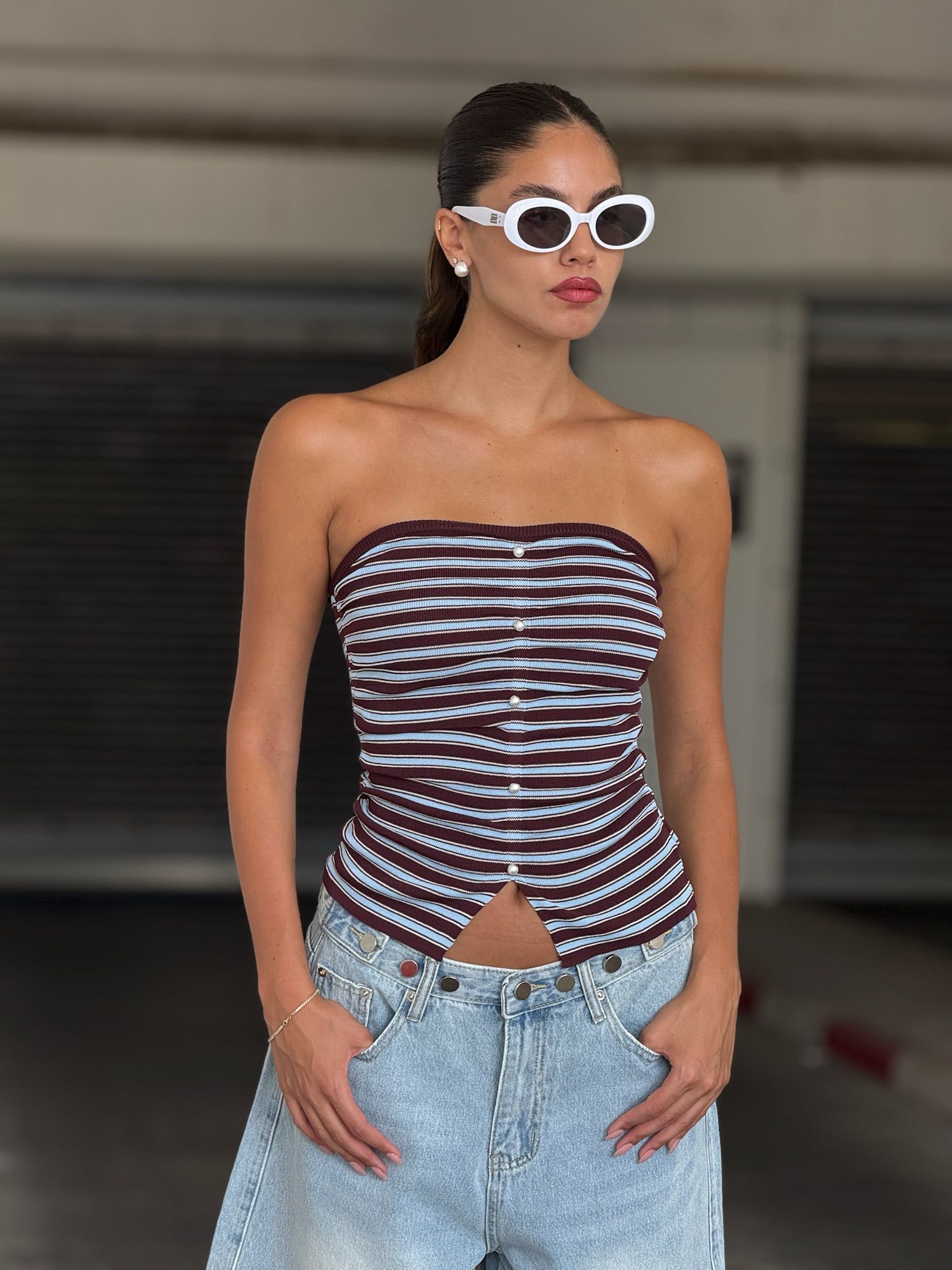 סטרפלס גלאור חום כהה