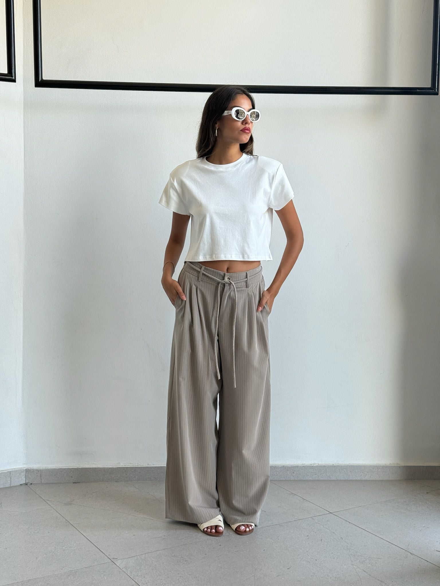 מכנס שלבי חום פסים