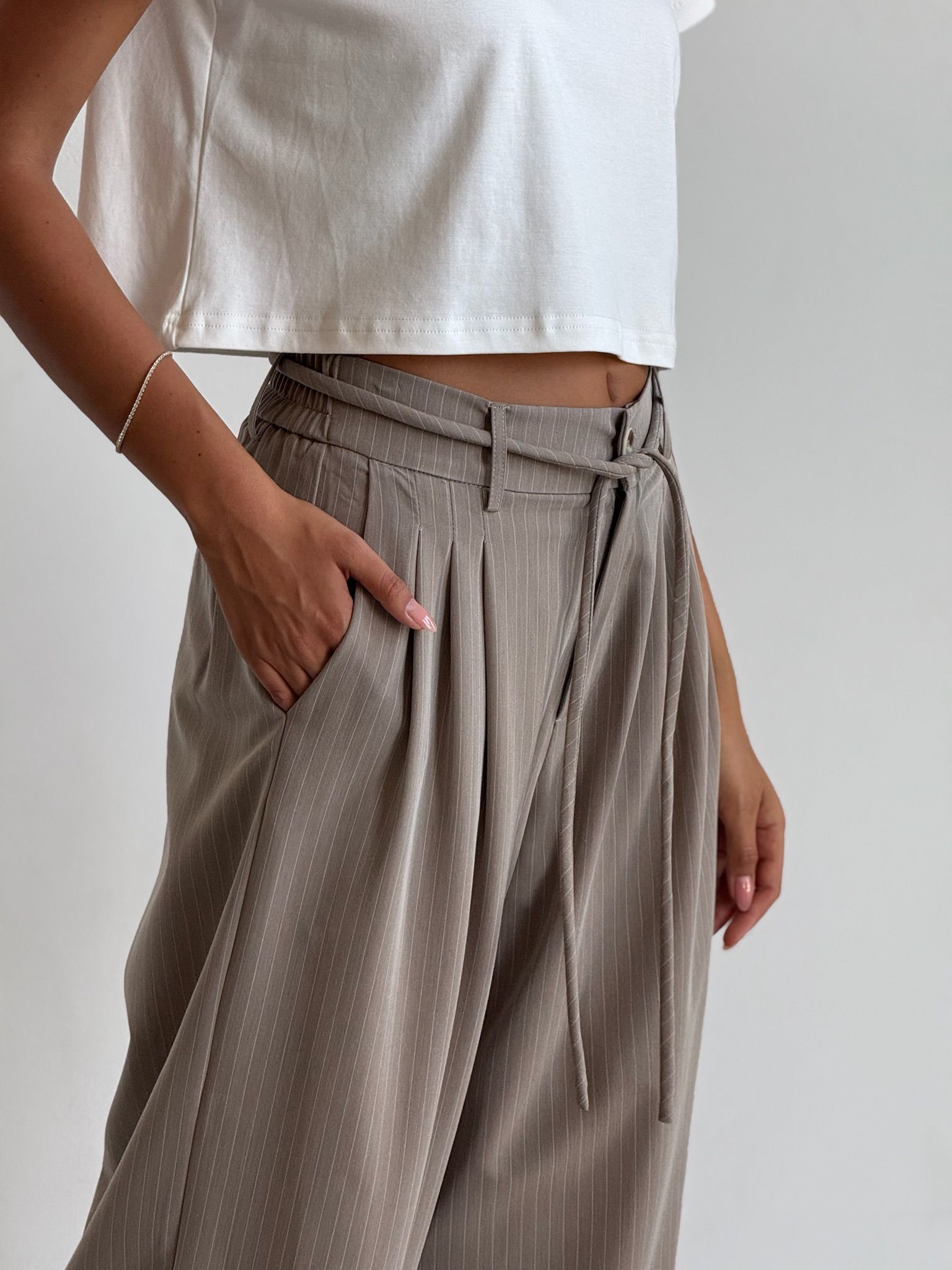 מכנס שלבי חום פסים