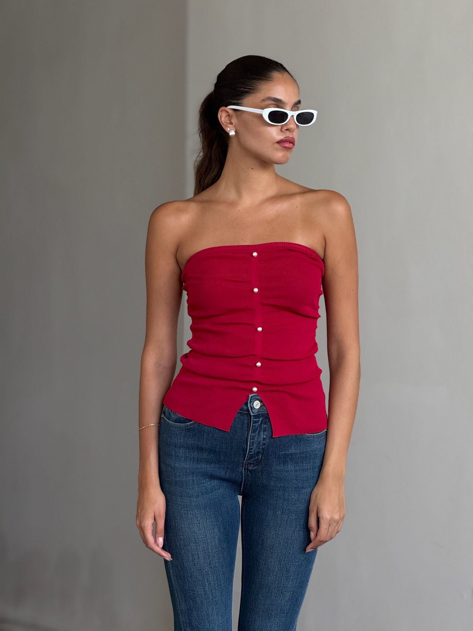 סטרפלס רוי פנינים אדום