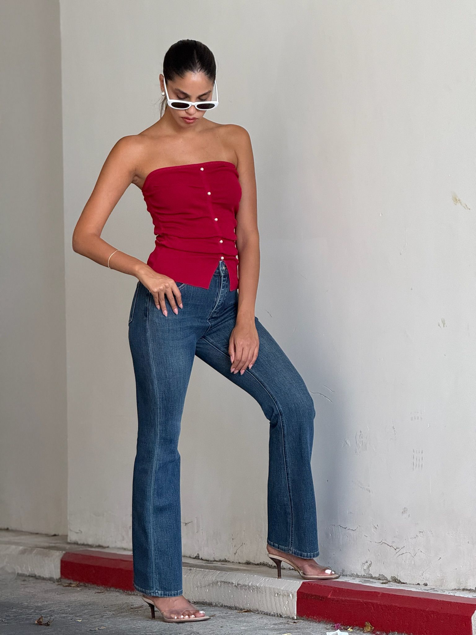 סטרפלס רוי פנינים אדום