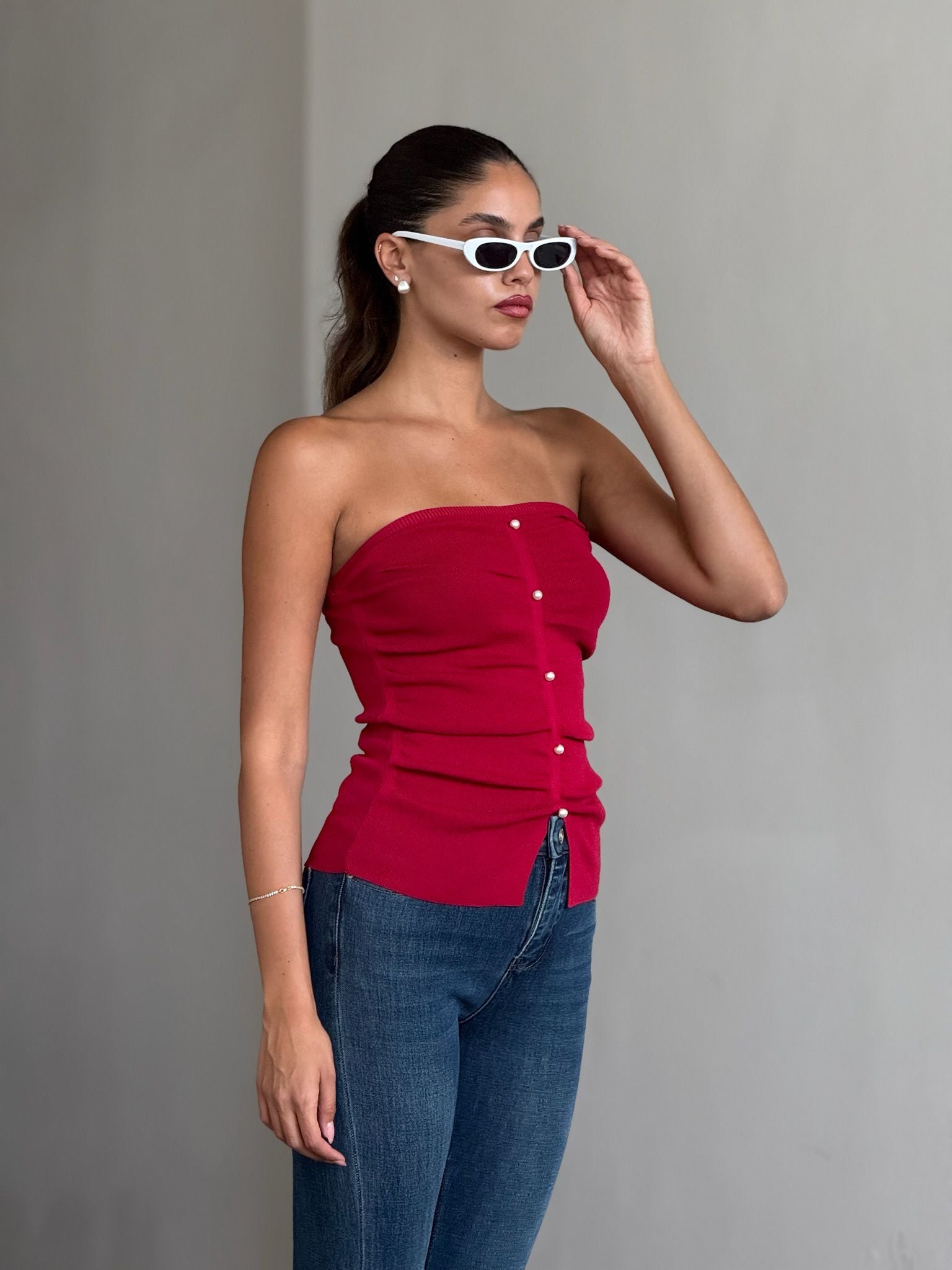 סטרפלס רוי פנינים אדום