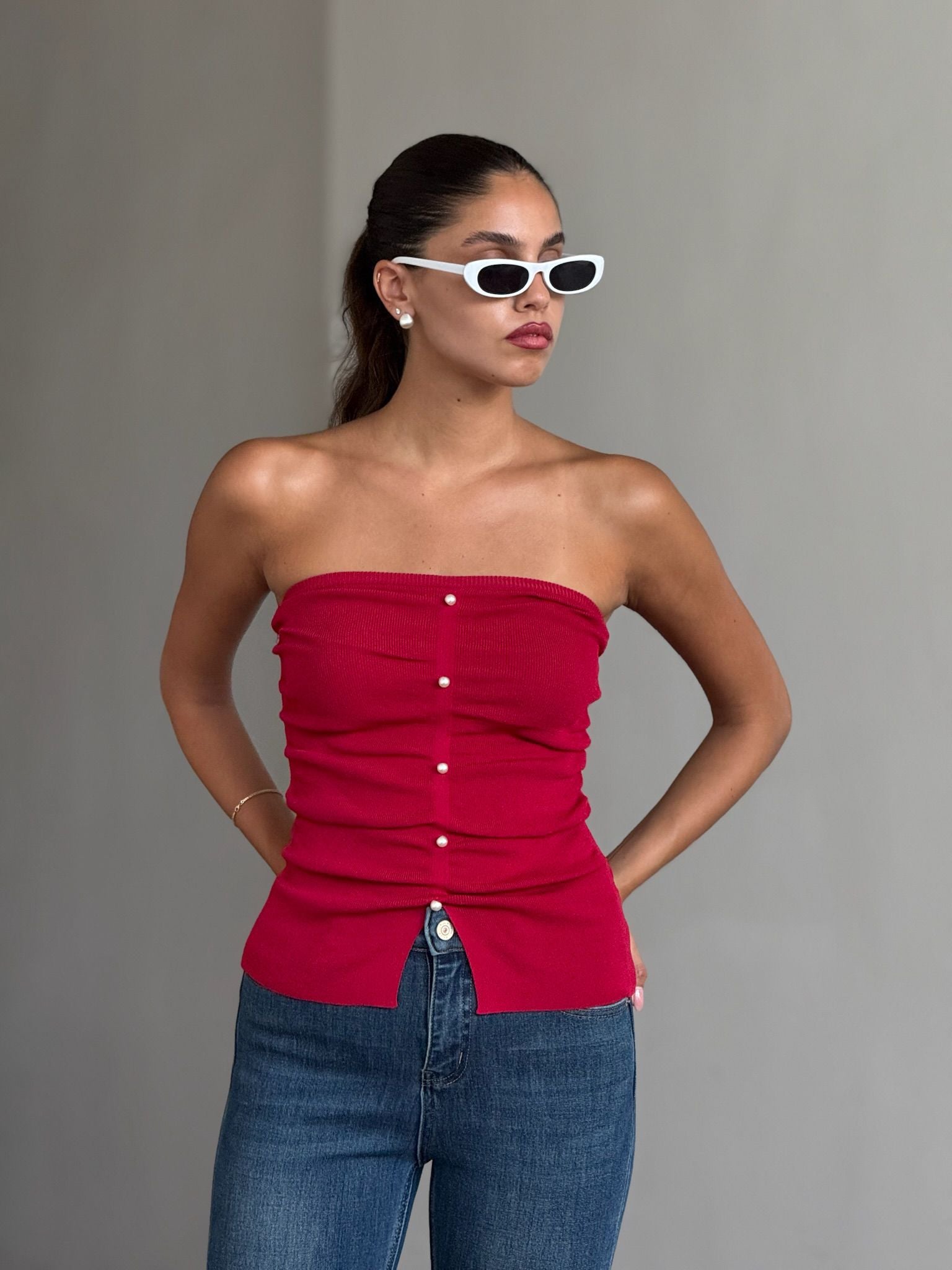 סטרפלס רוי פנינים אדום