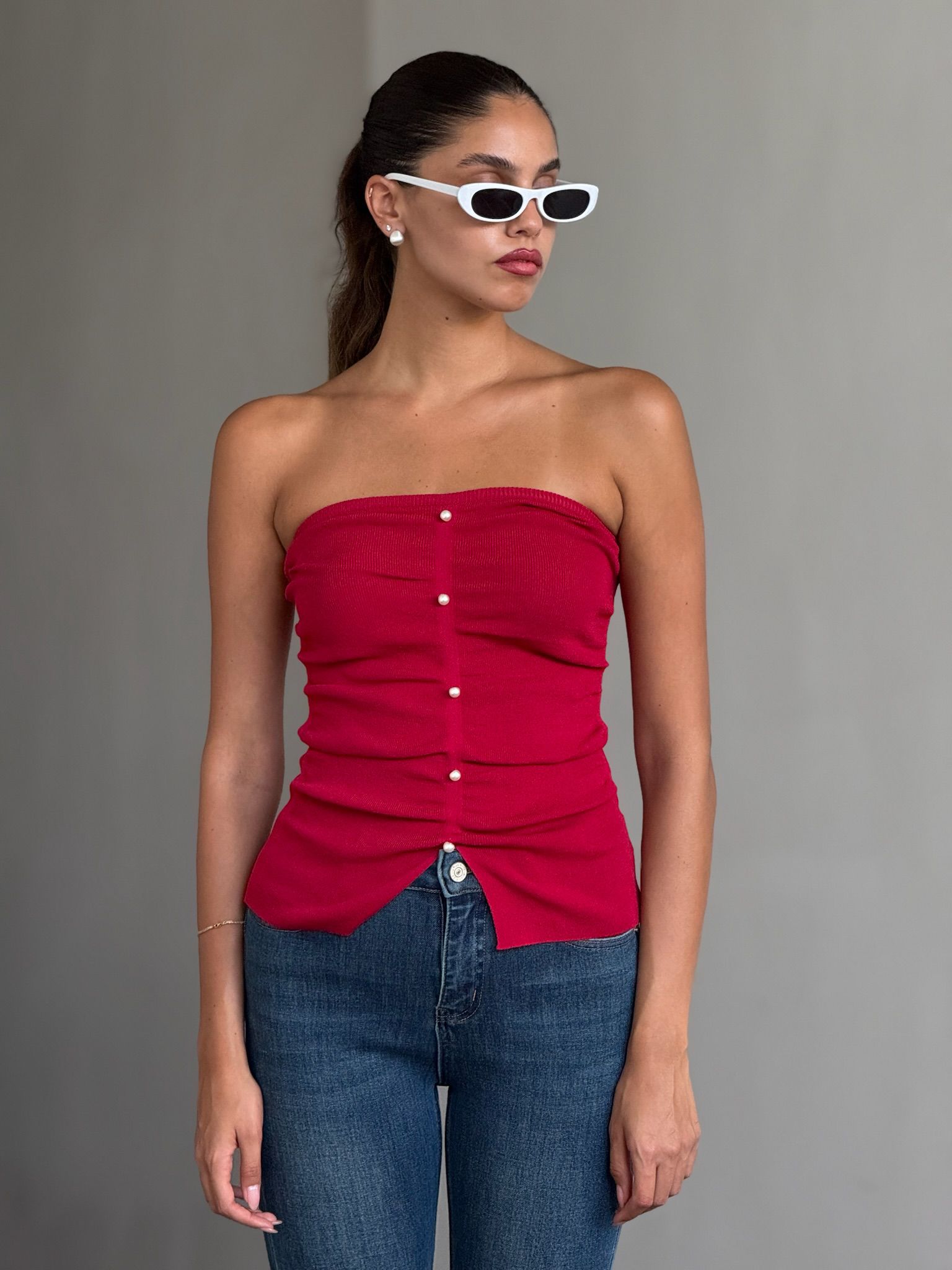 סטרפלס רוי פנינים אדום