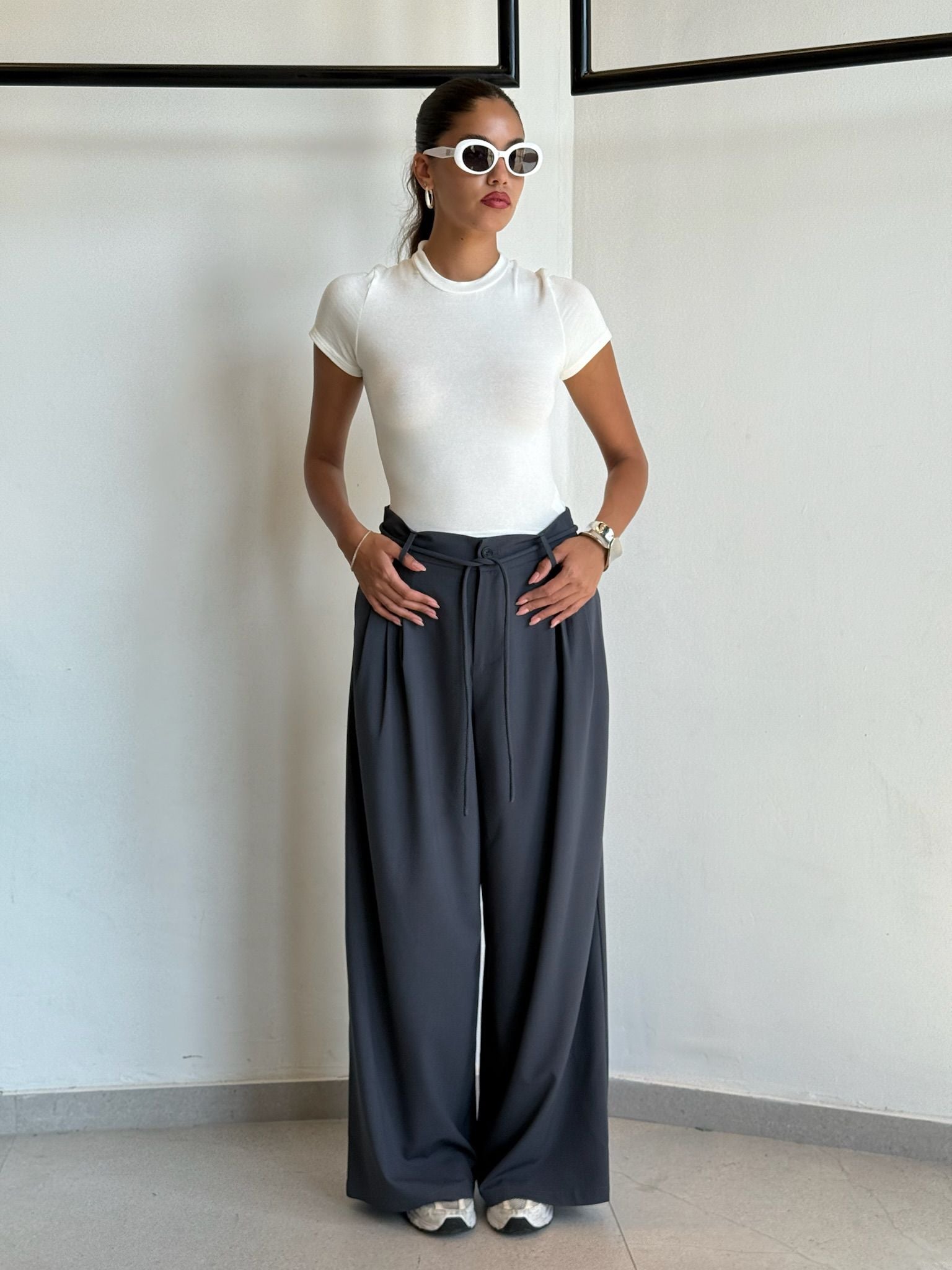 מכנס שלבי אפור פסים