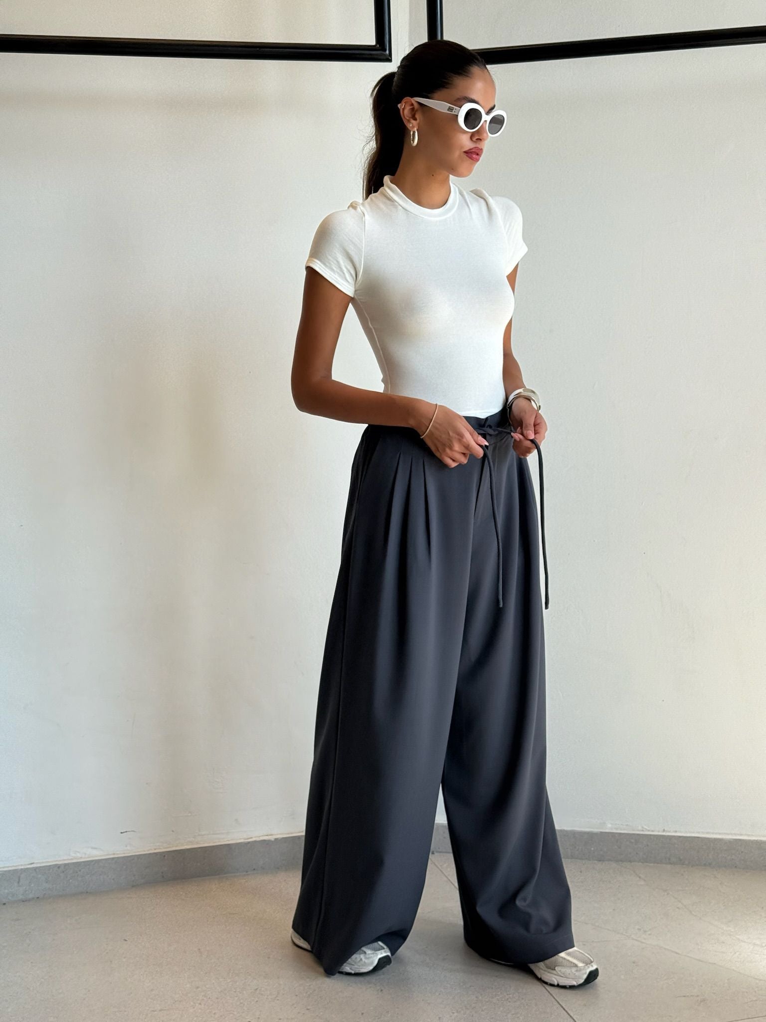 מכנס שלבי אפור פסים