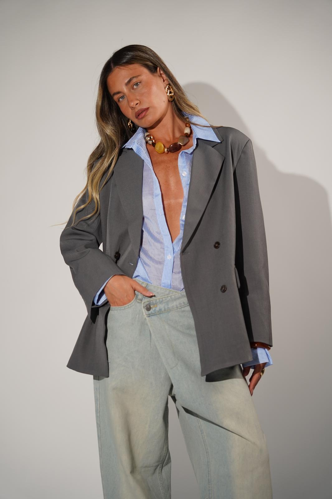 ג'קט מדלן אפור כהה