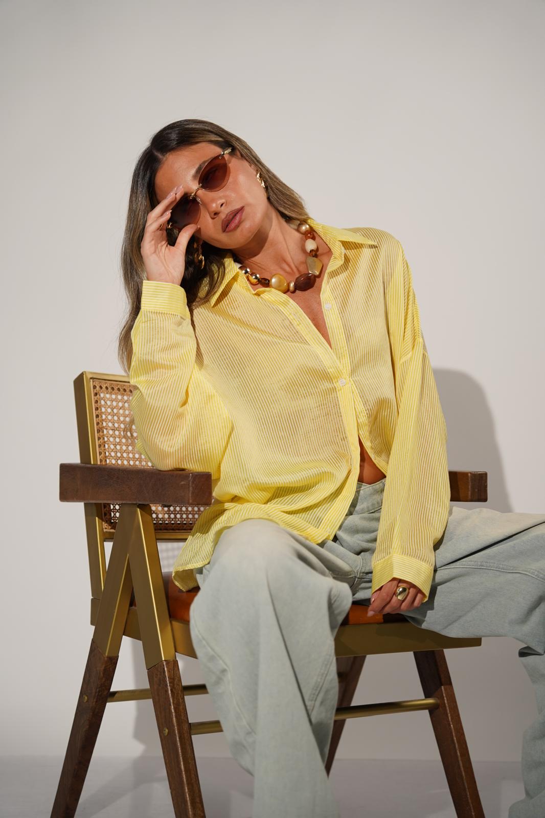 חולצת נטע צהוב פסים