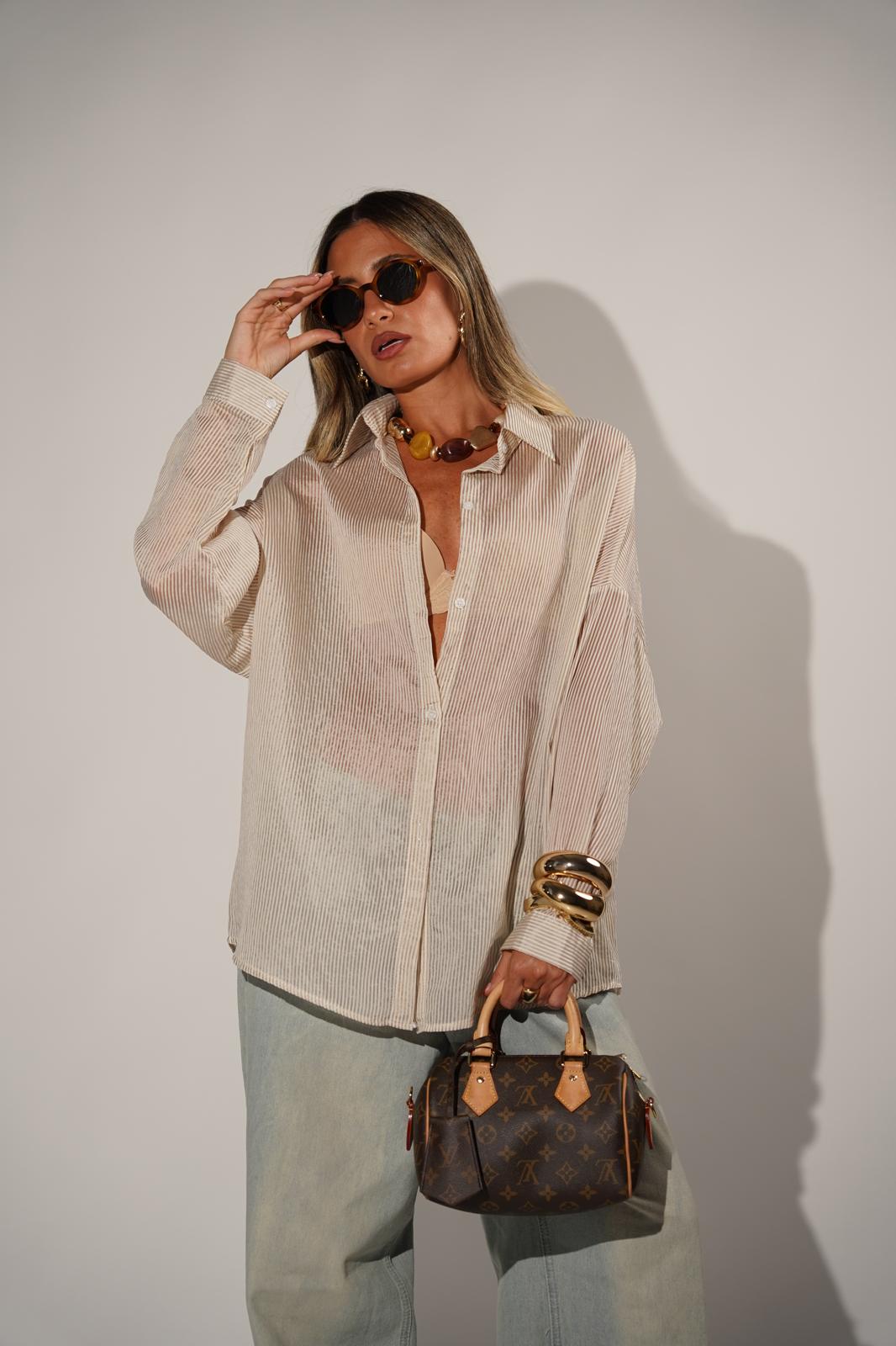 חולצת נטע קרם פסים