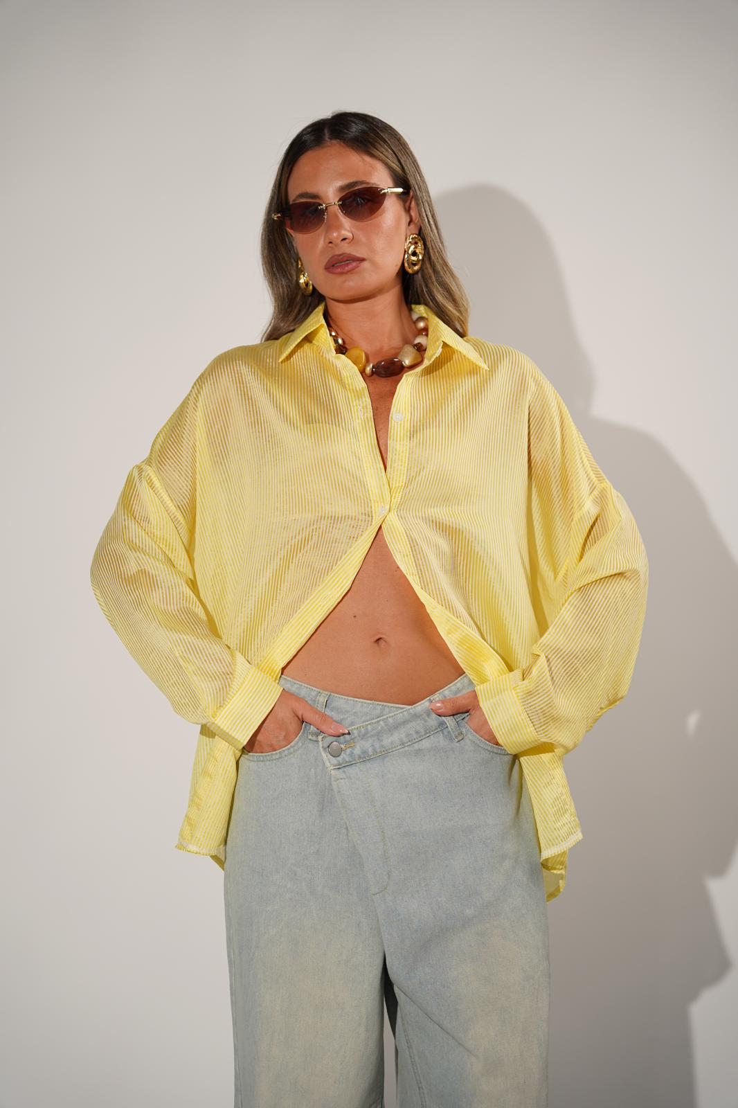 חולצת נטע צהוב פסים