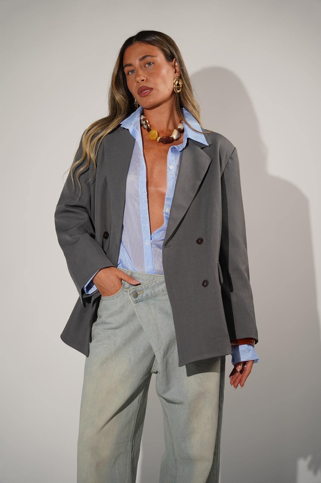 ג'קט מדלן אפור כהה