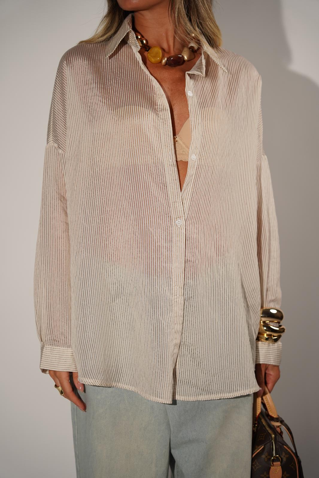 חולצת נטע קרם פסים