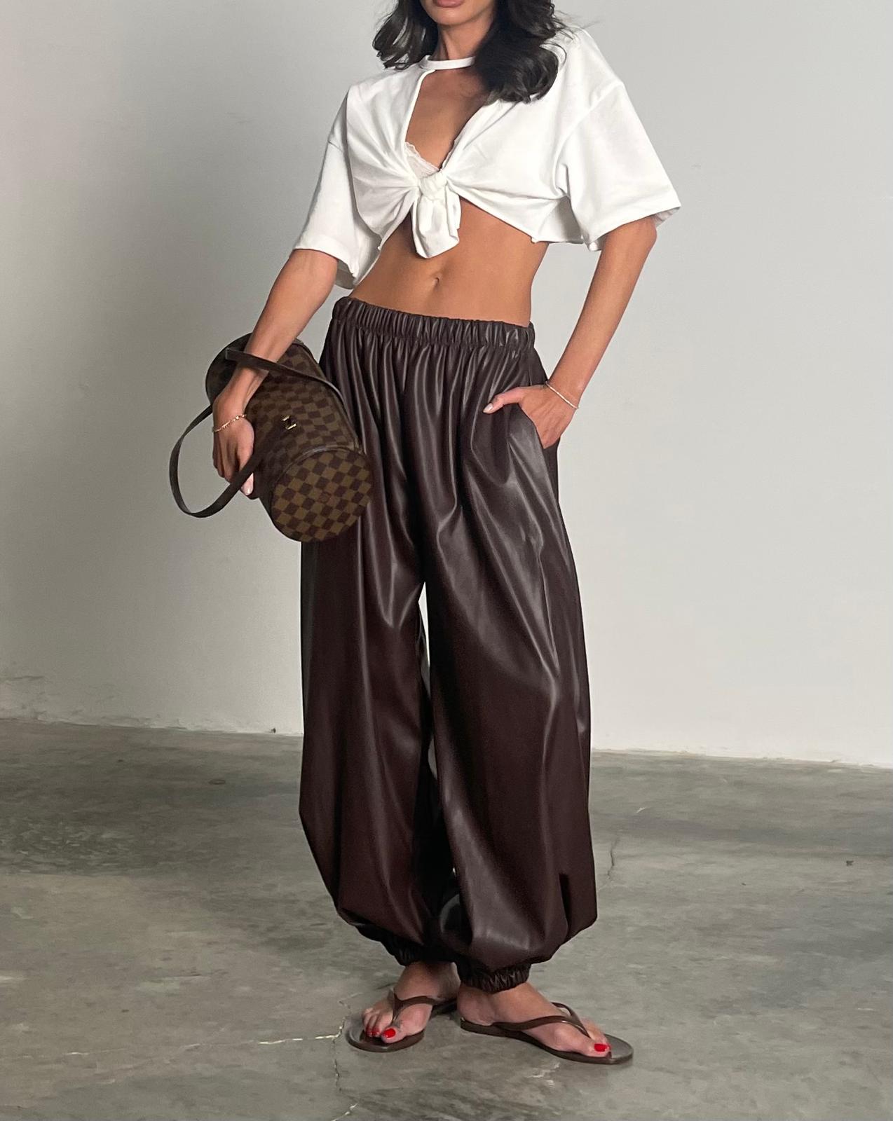 מכנס בירבן דמוי עור