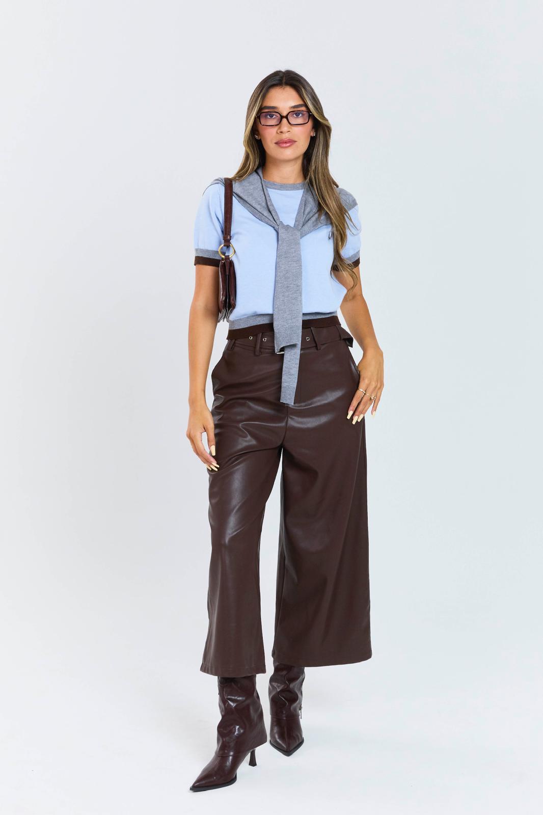 מכנס צוף דמוי עור