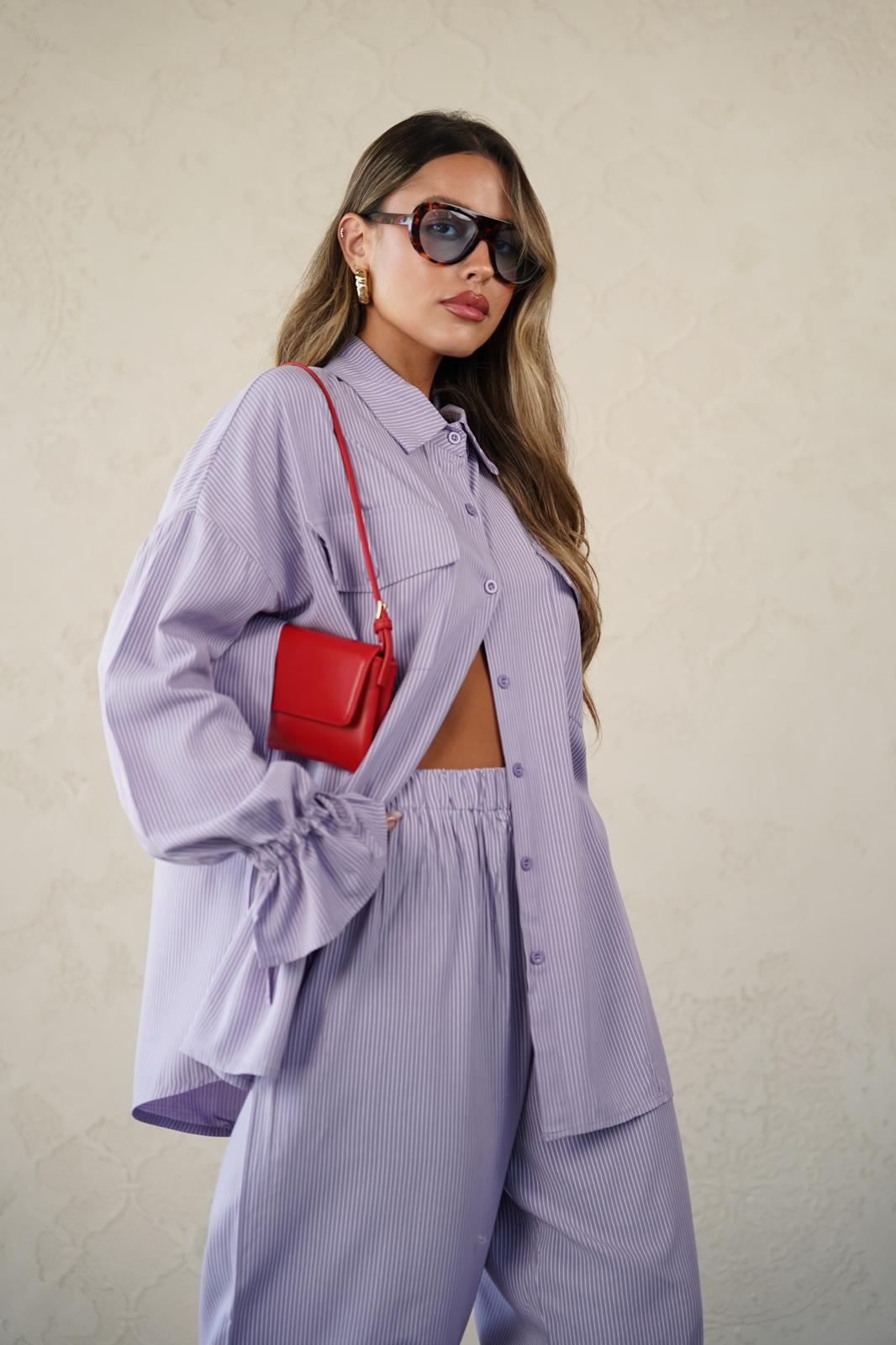 חליפת שיה סגול פסים