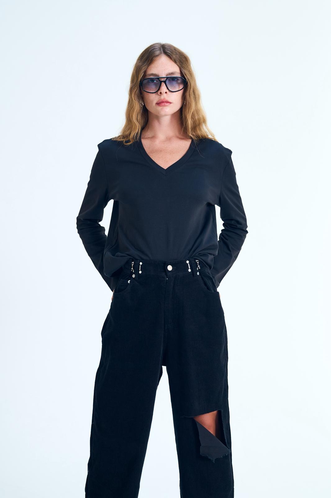 מכנס קורדרוי רז שחור