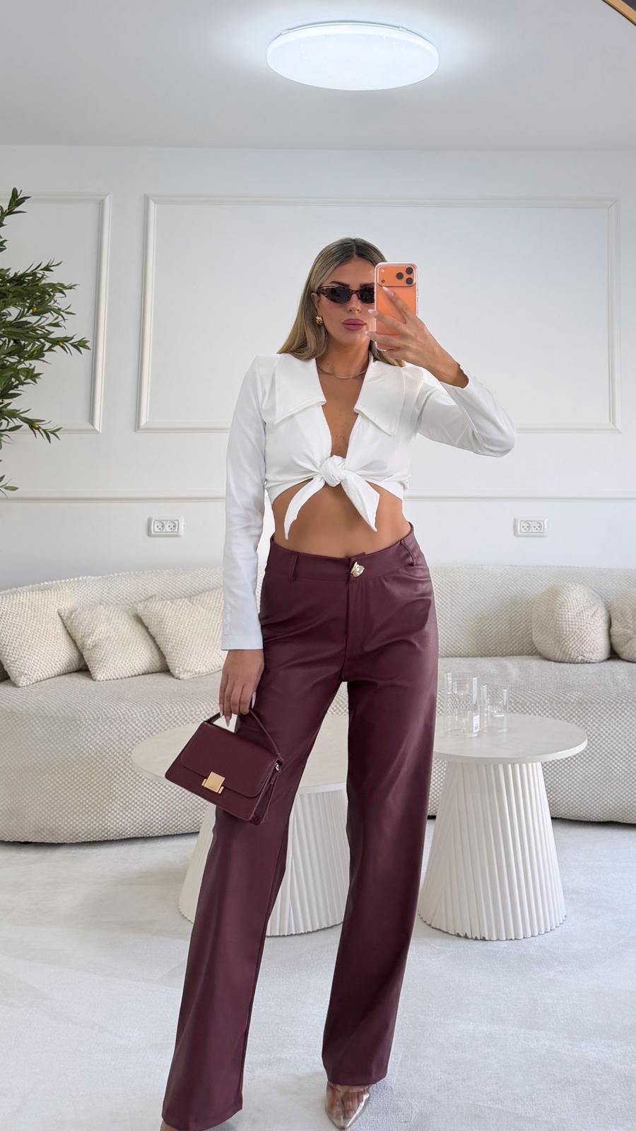 מכנס סילבר בורדו