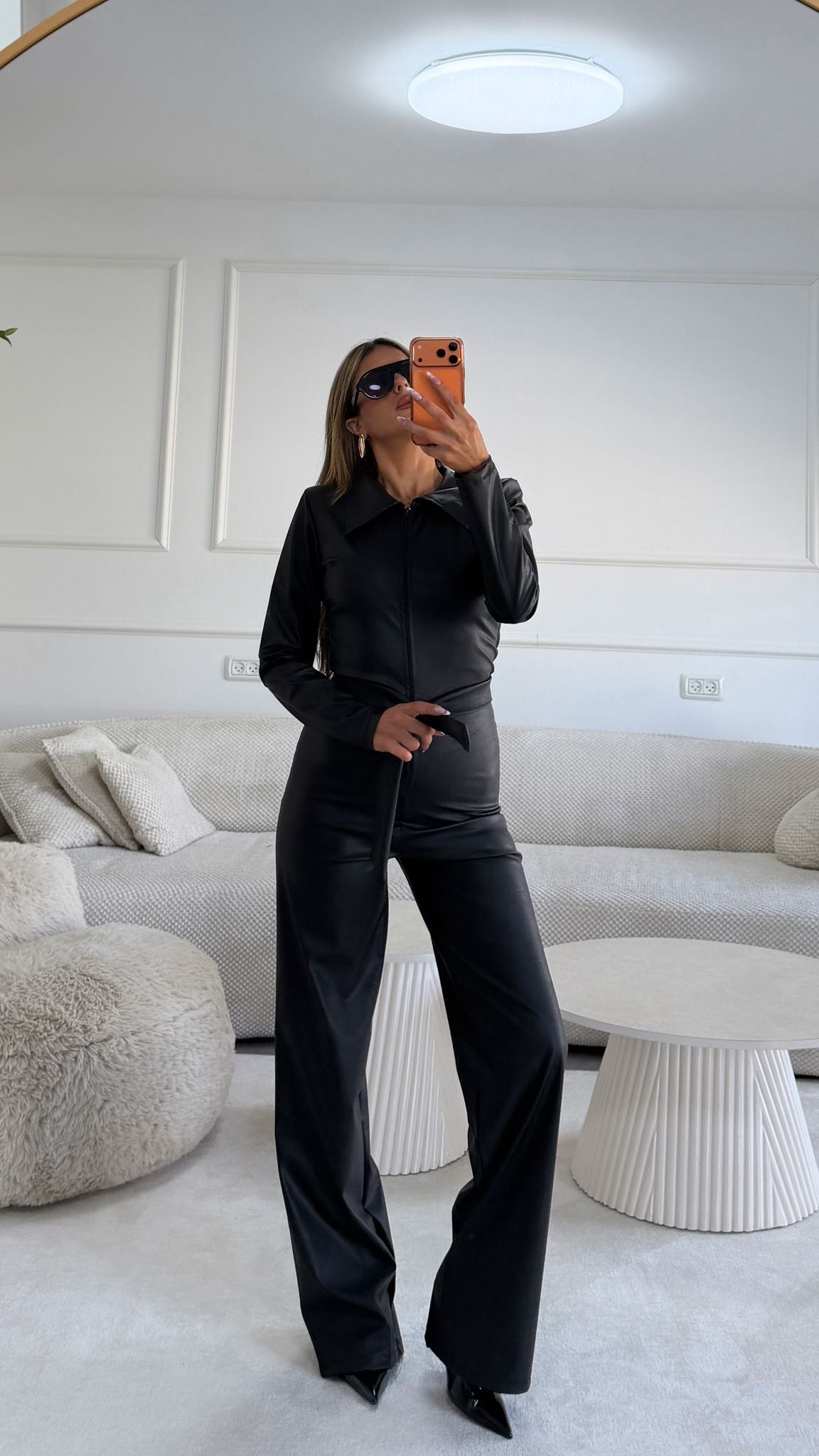 אוברול דמוי עור שחור