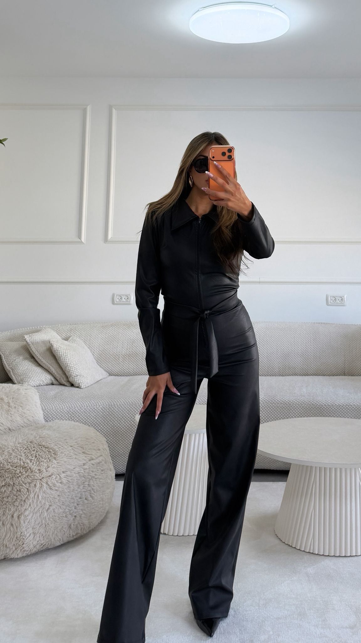 אוברול דמוי עור שחור