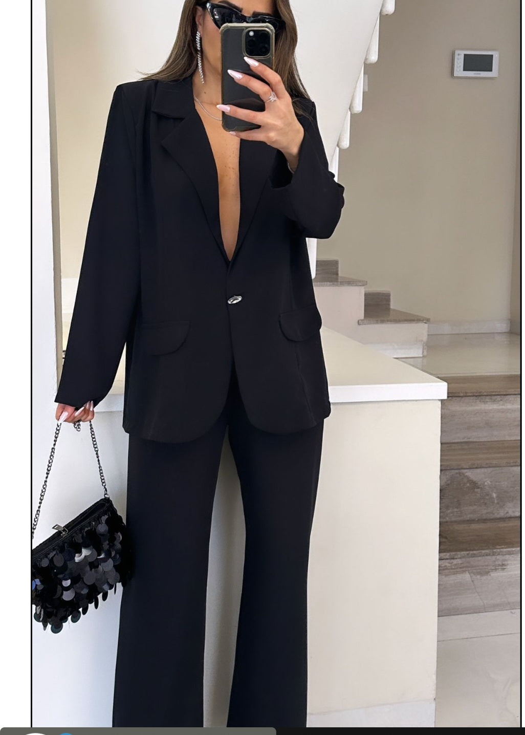 חליפת כפתור יהלום שחור