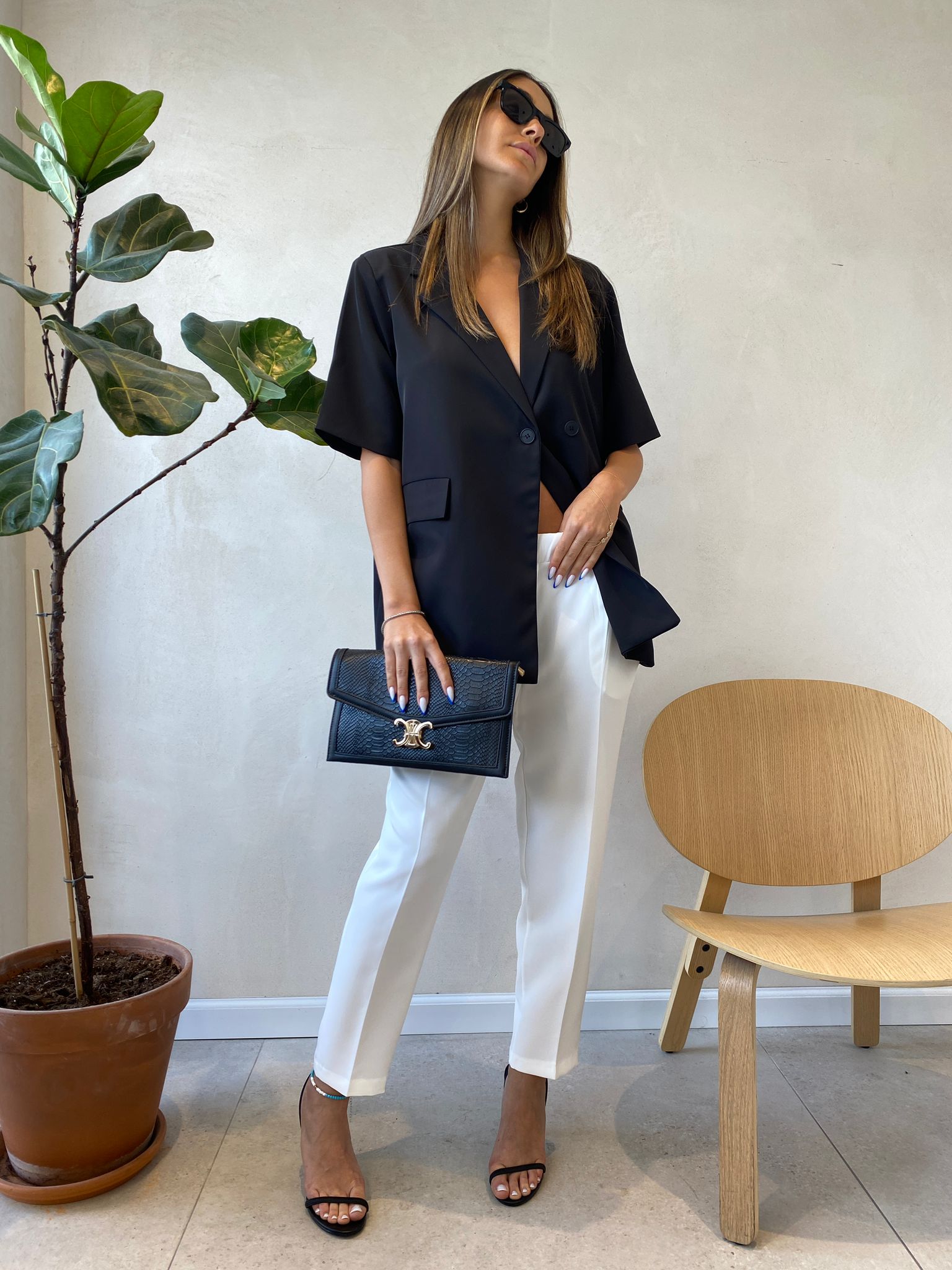 מכנס מחויט חצי גומי