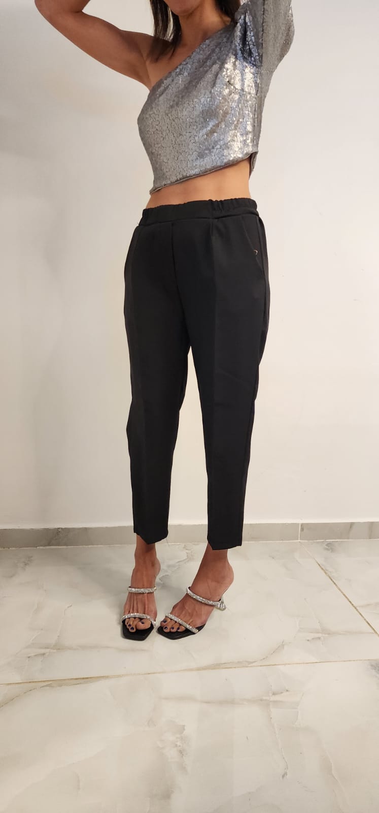 מכנס מחויט חצי גומי