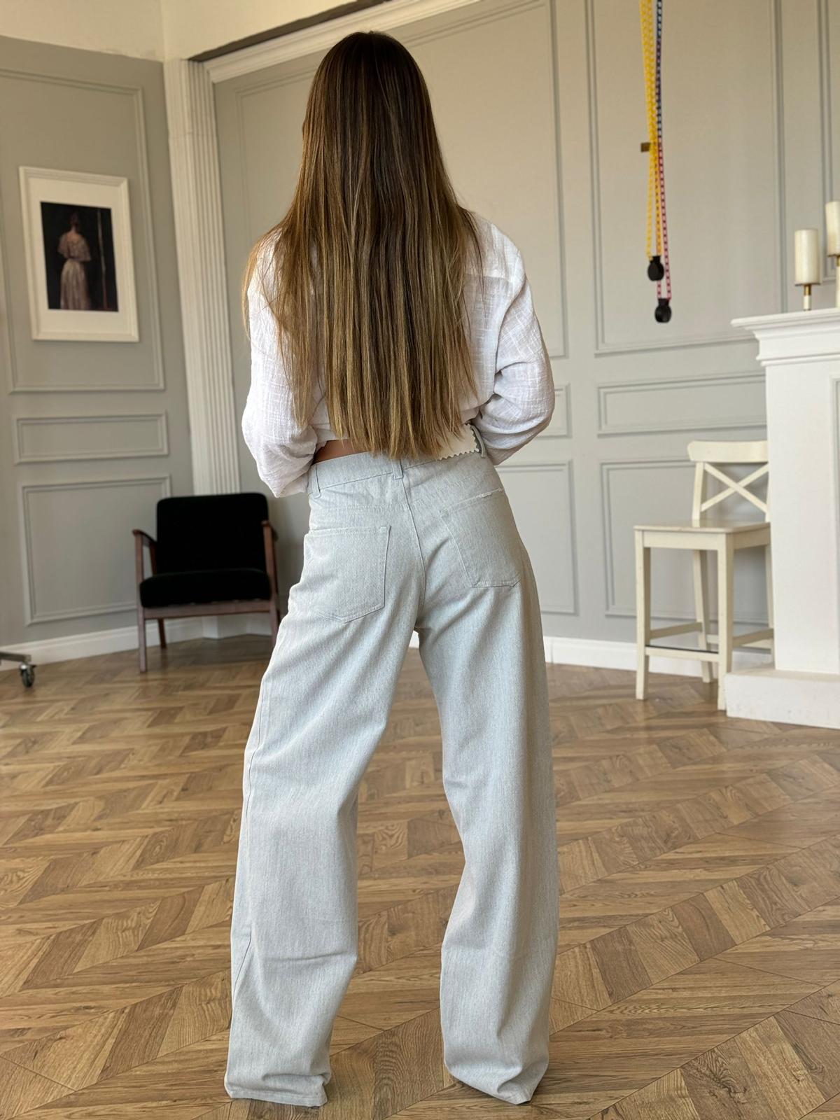 ג'ינס ליאו לבן אפור