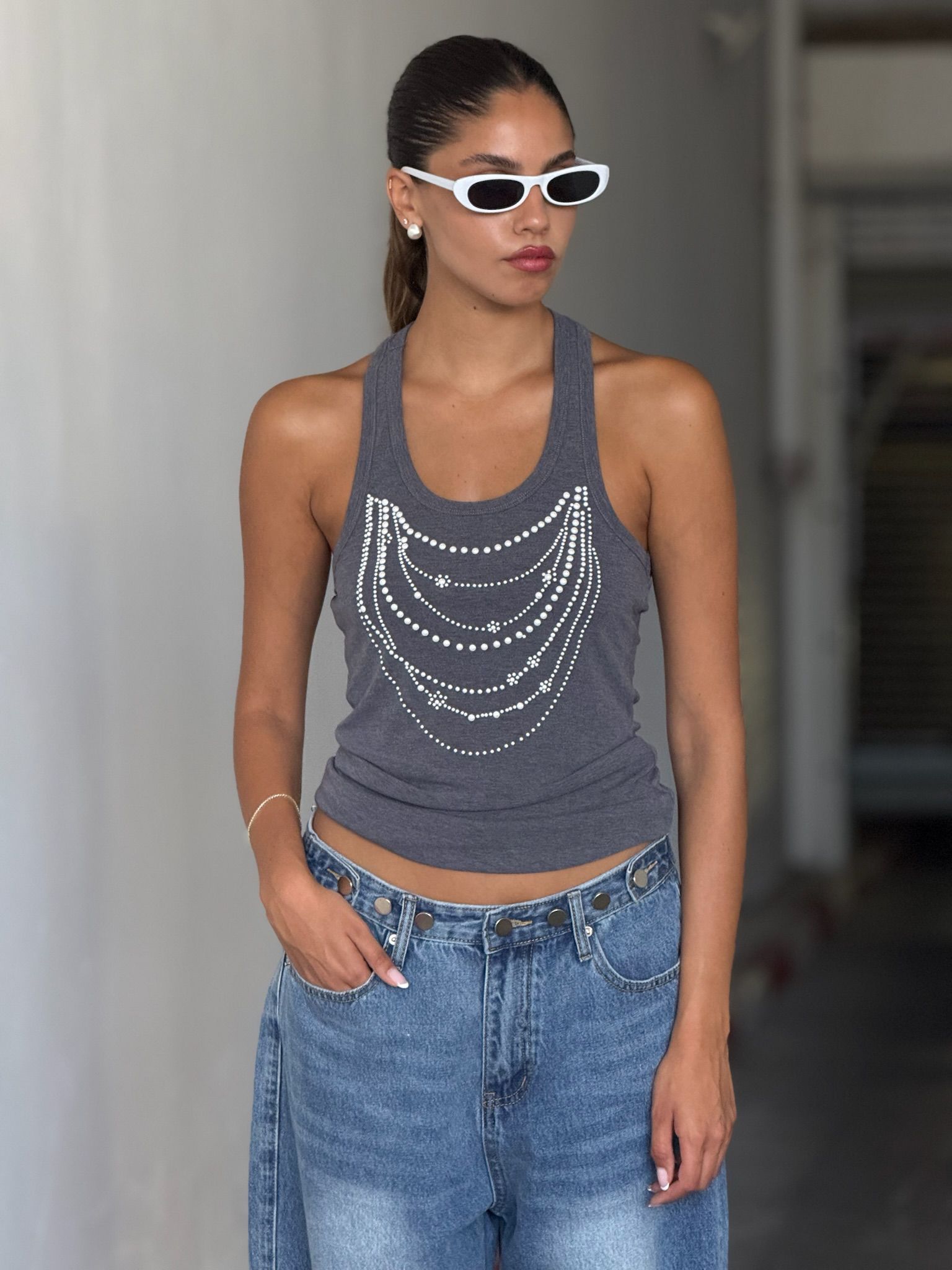 גופיית ריבל אפור ווש