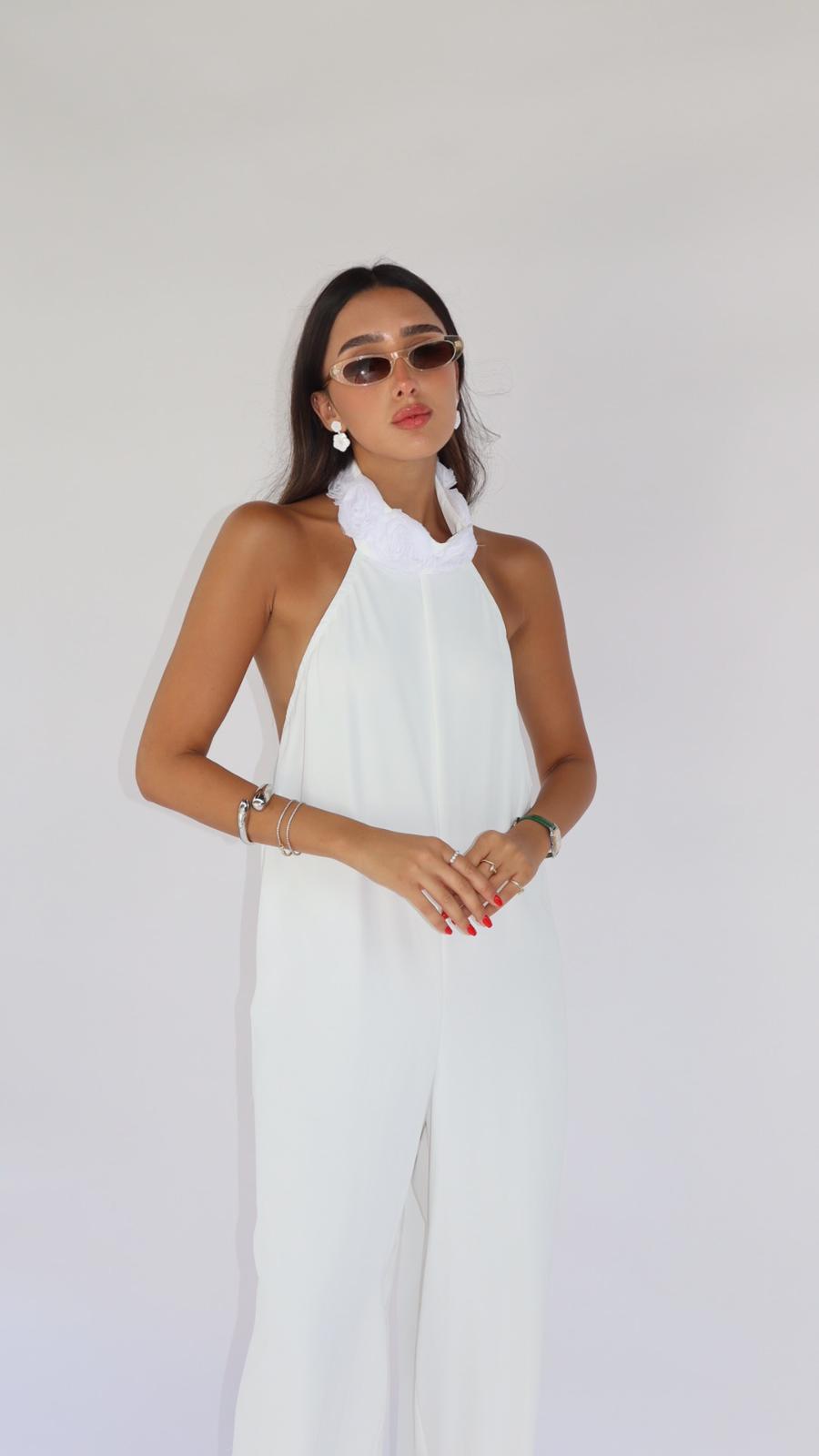 אוברול קולר פלורין לבן