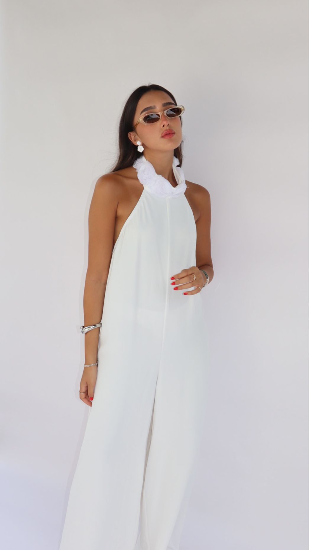 אוברול קולר פלורין לבן