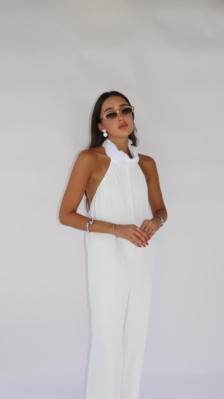 אוברול קולר פלורין לבן