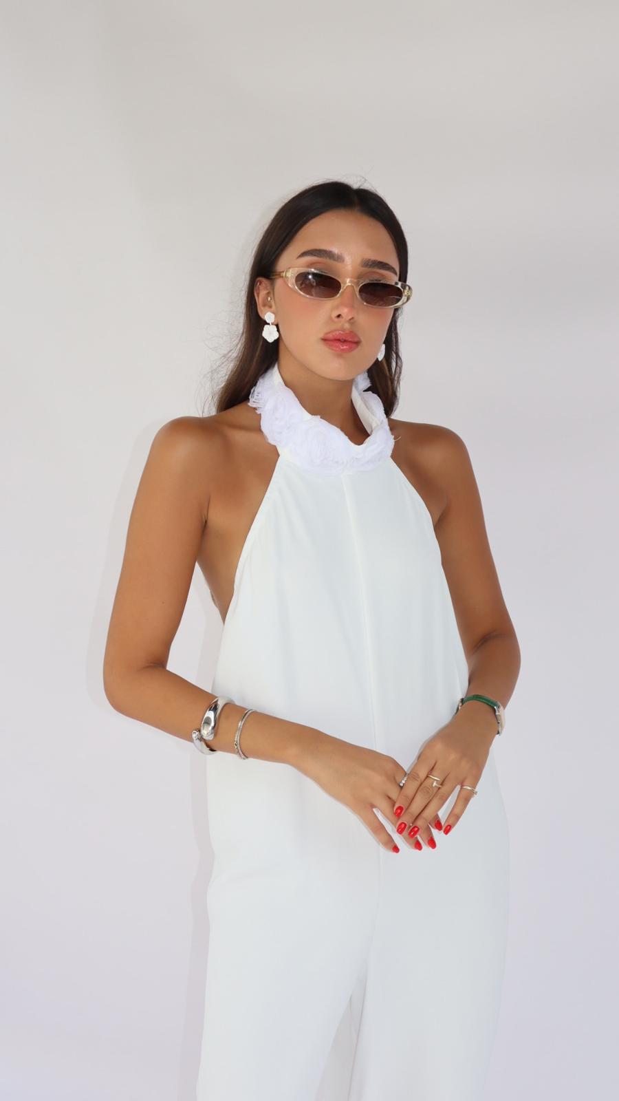 אוברול קולר פלורין לבן