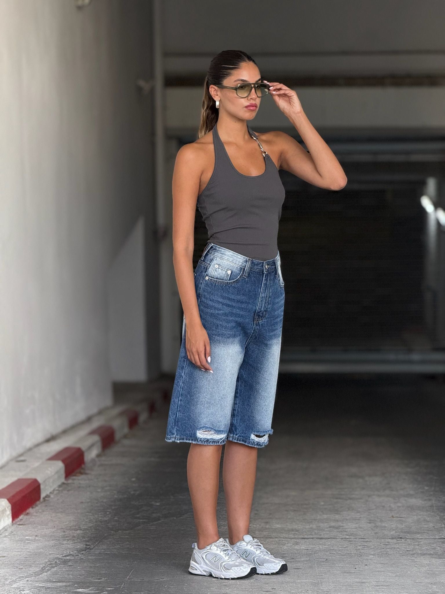 גופיית נינה אפור פלדה