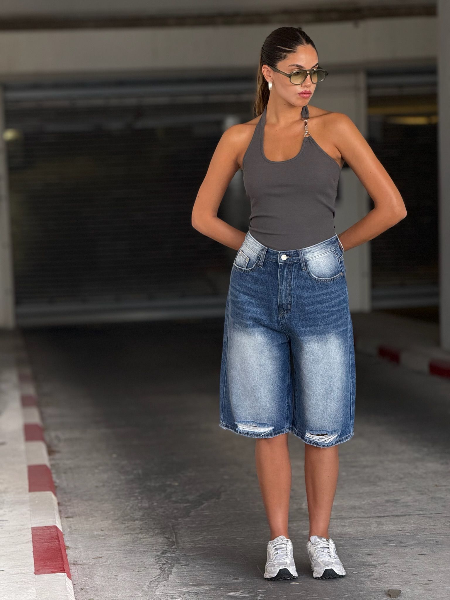 גופיית נינה אפור פלדה