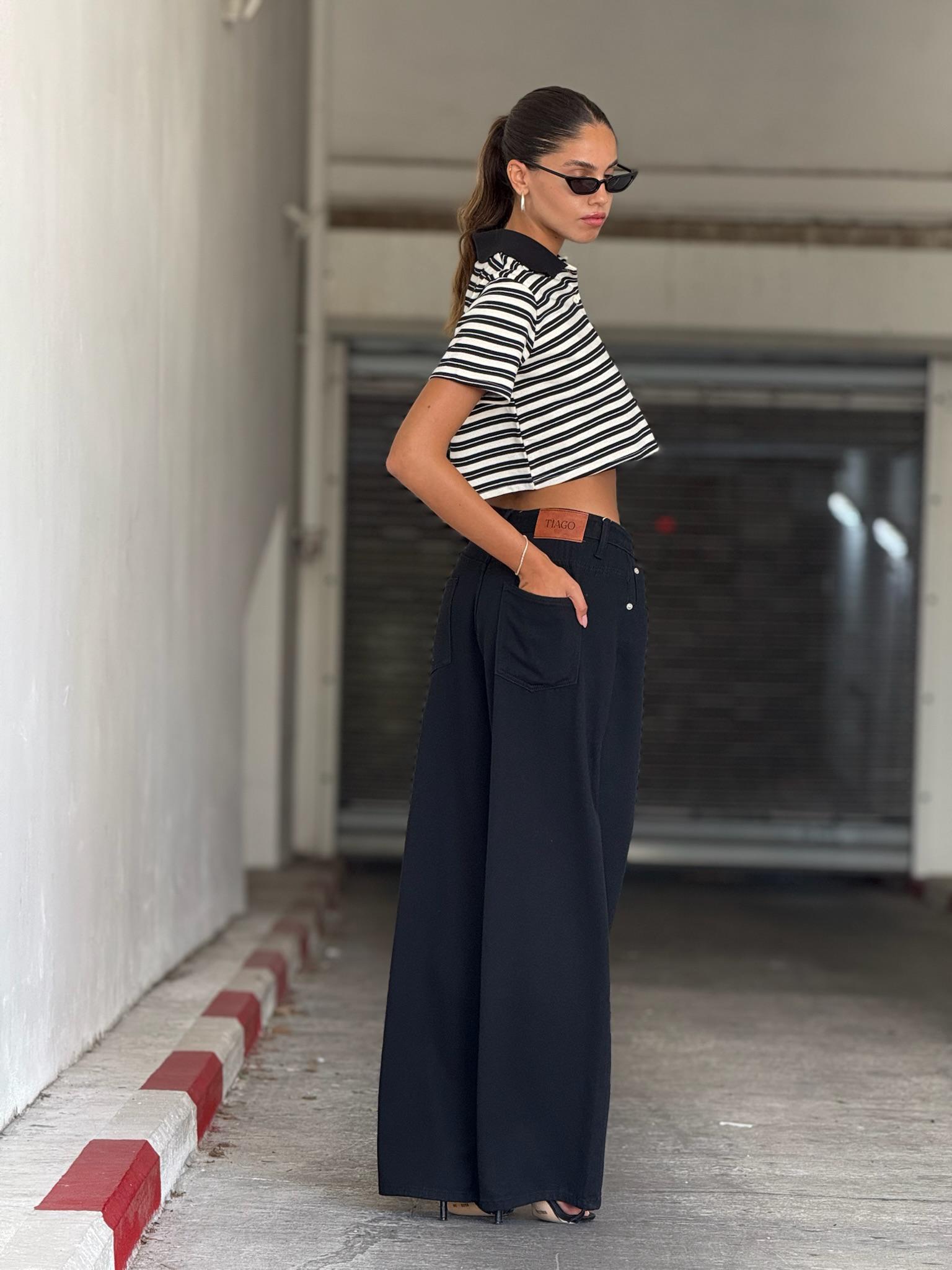 חולצת רפאל קרופ שחור