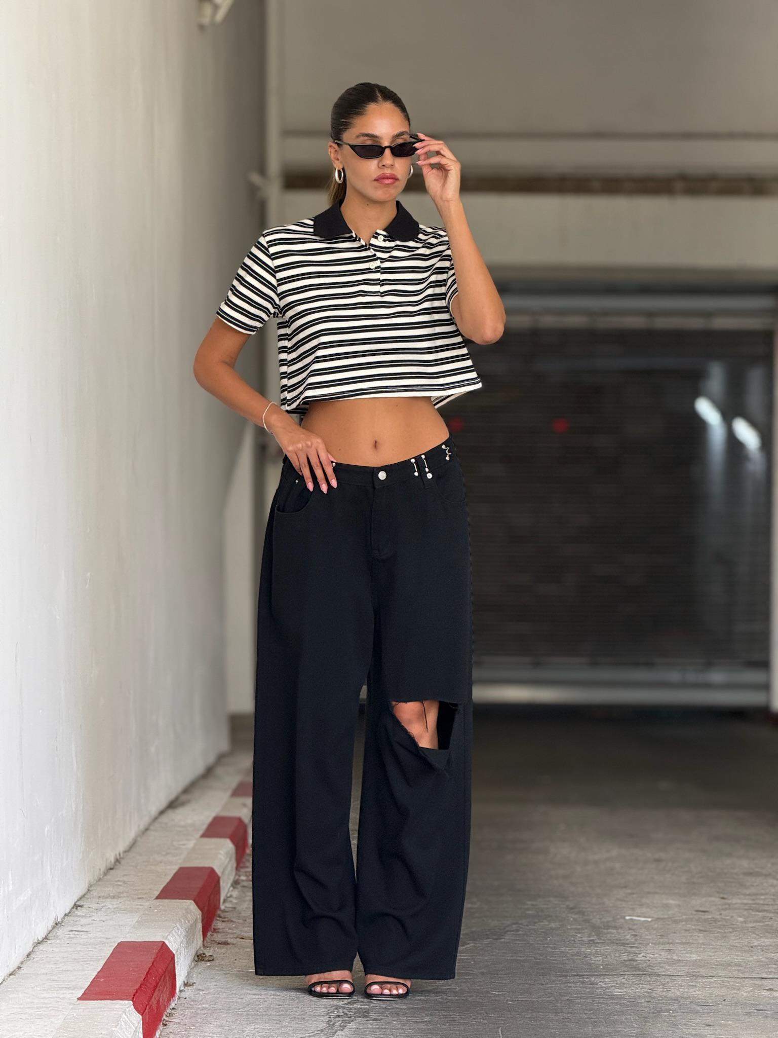 חולצת רפאל קרופ שחור