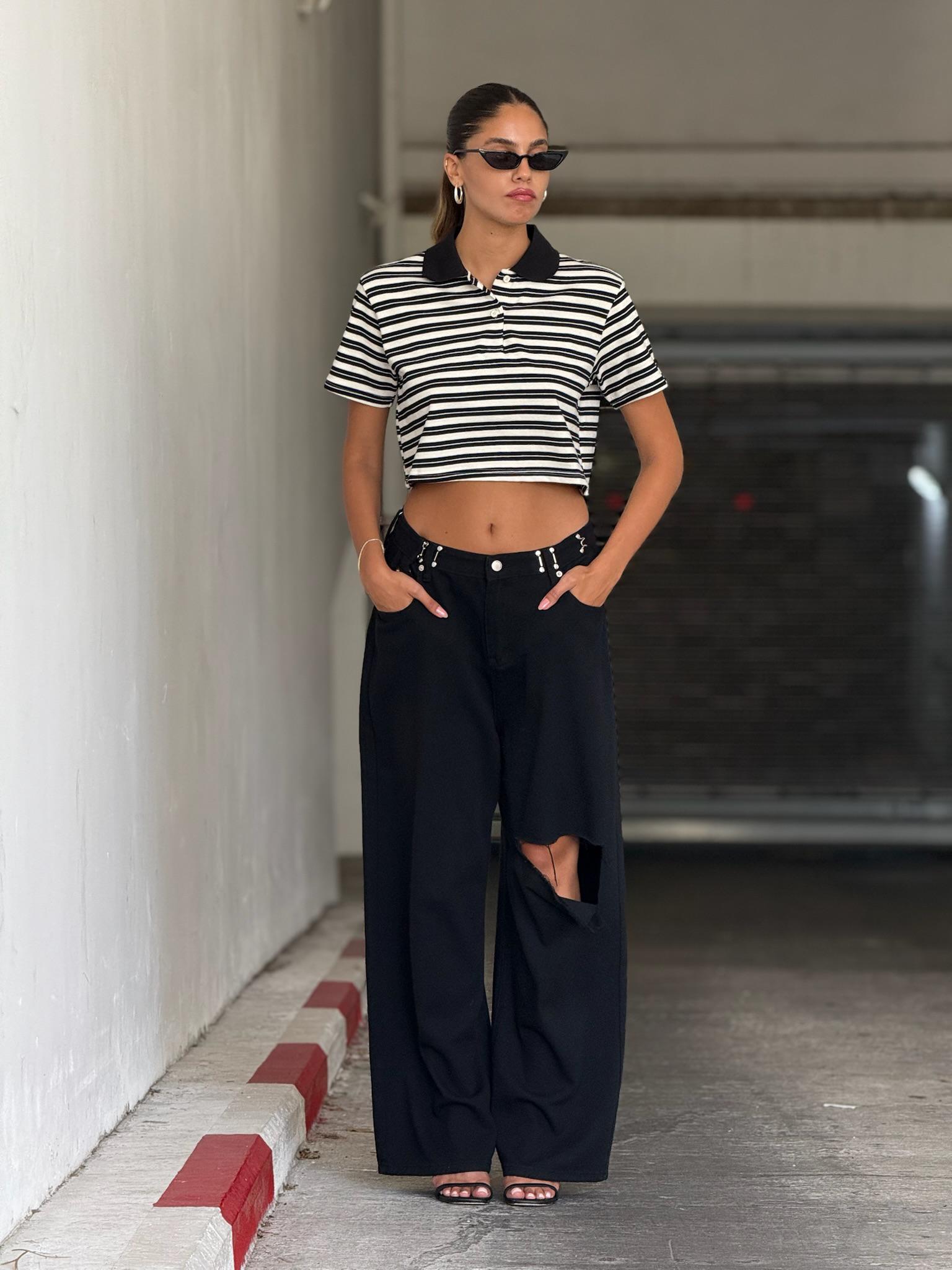 חולצת רפאל קרופ שחור