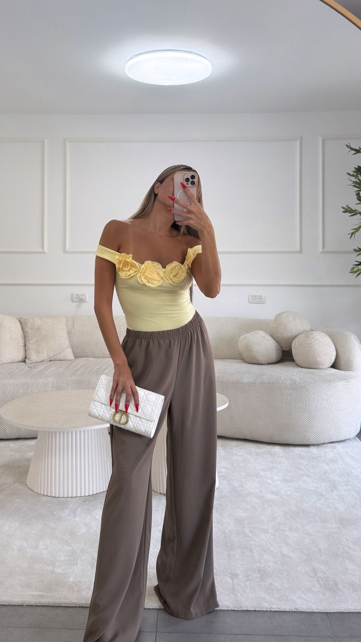 בגד גוף פלורי צהוב