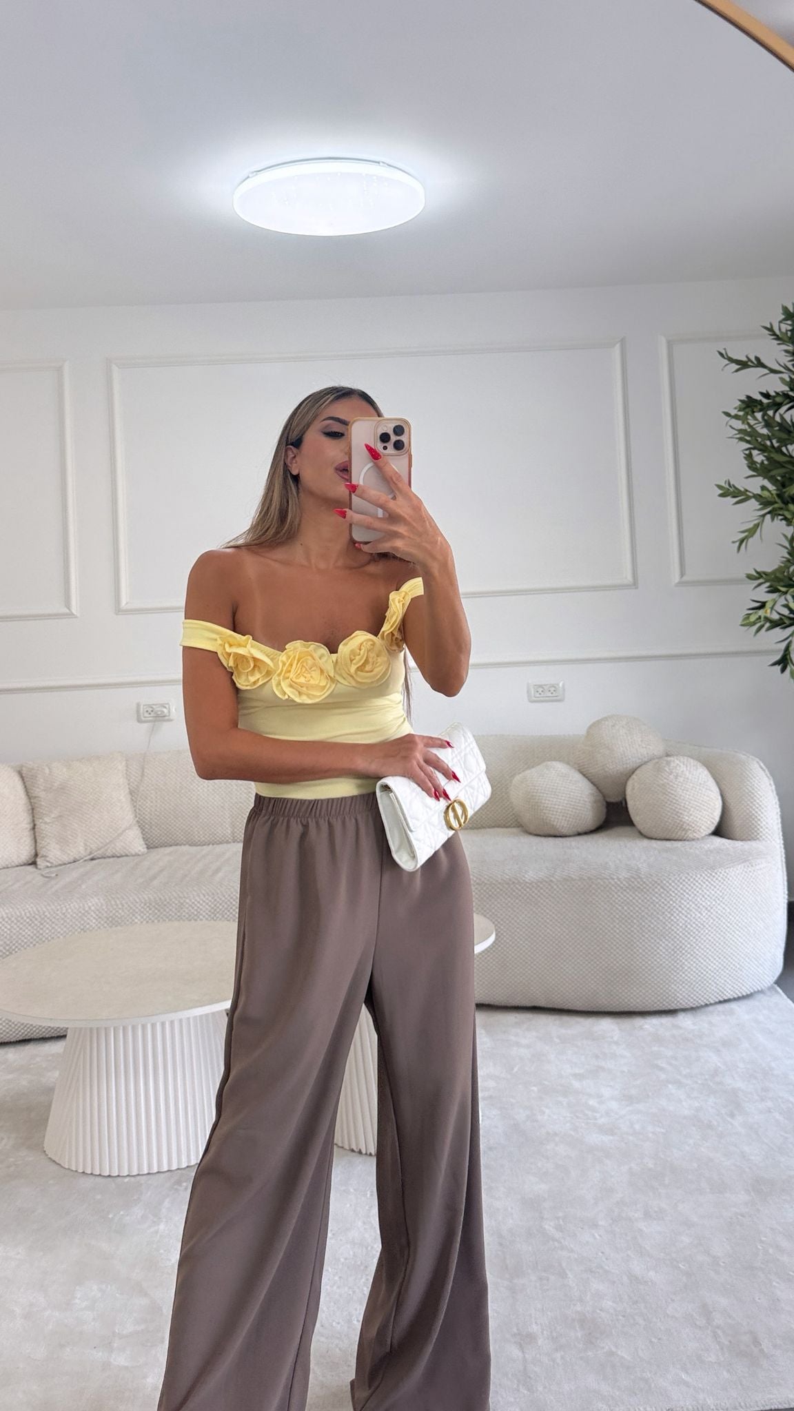 בגד גוף פלורי צהוב