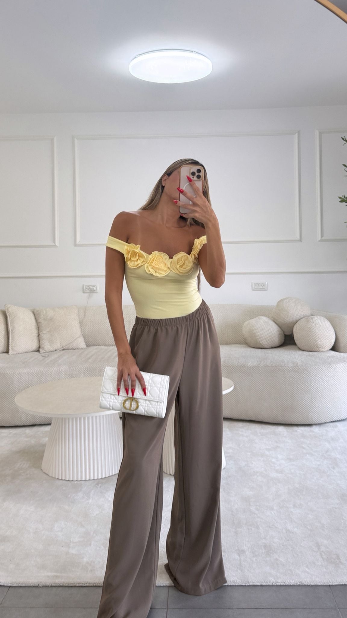 בגד גוף פלורי צהוב