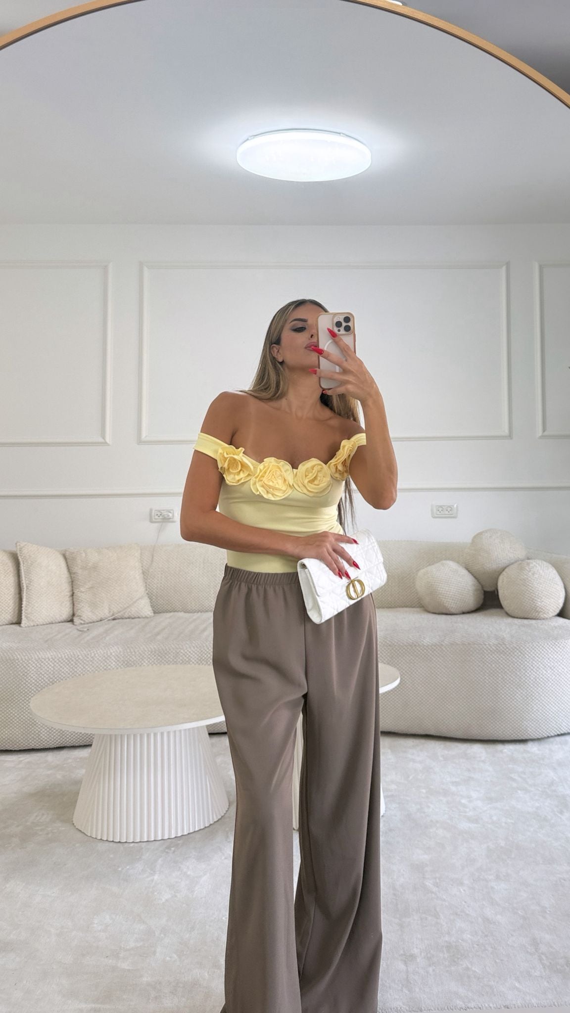 בגד גוף פלורי צהוב