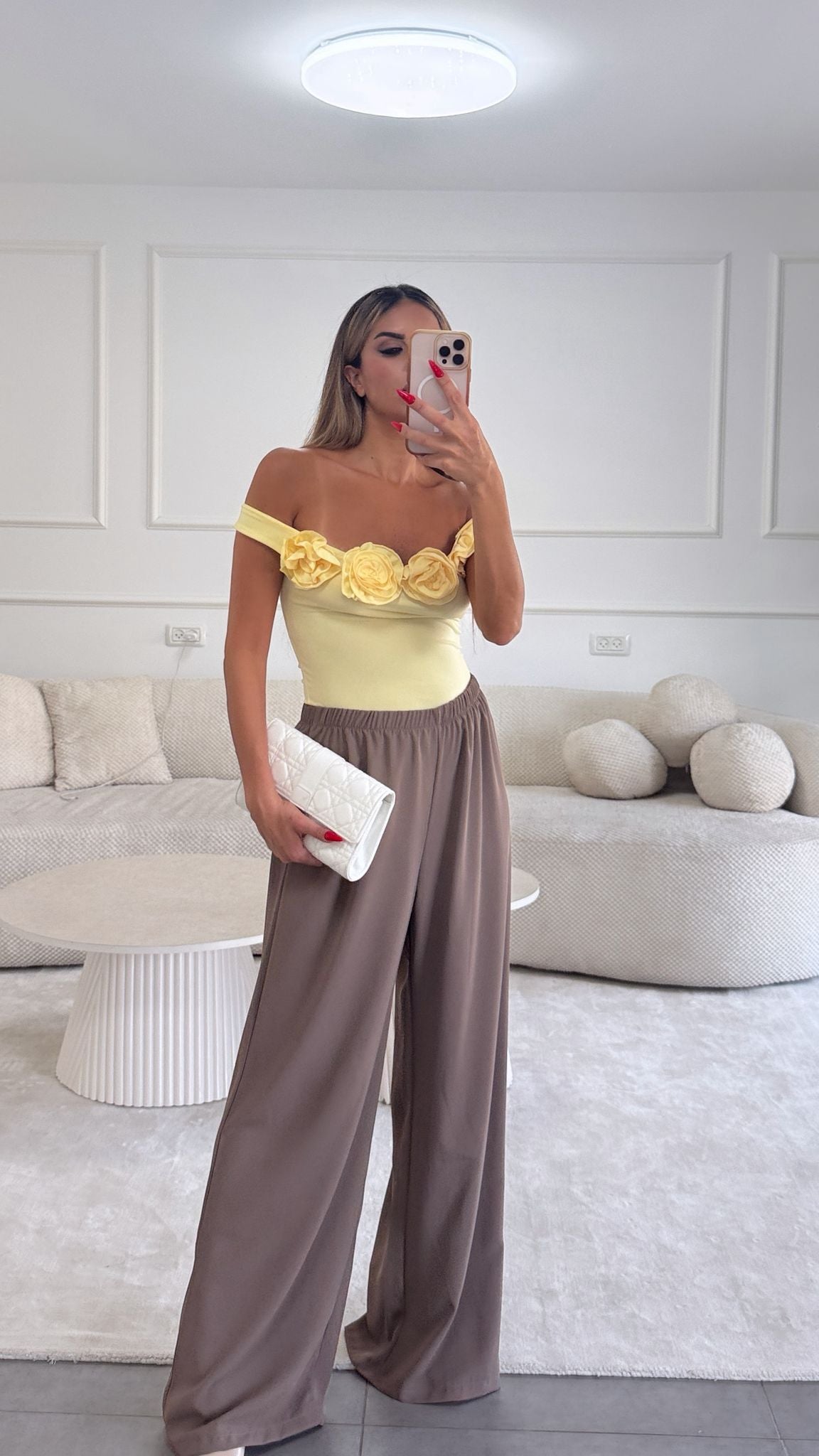 בגד גוף פלורי צהוב