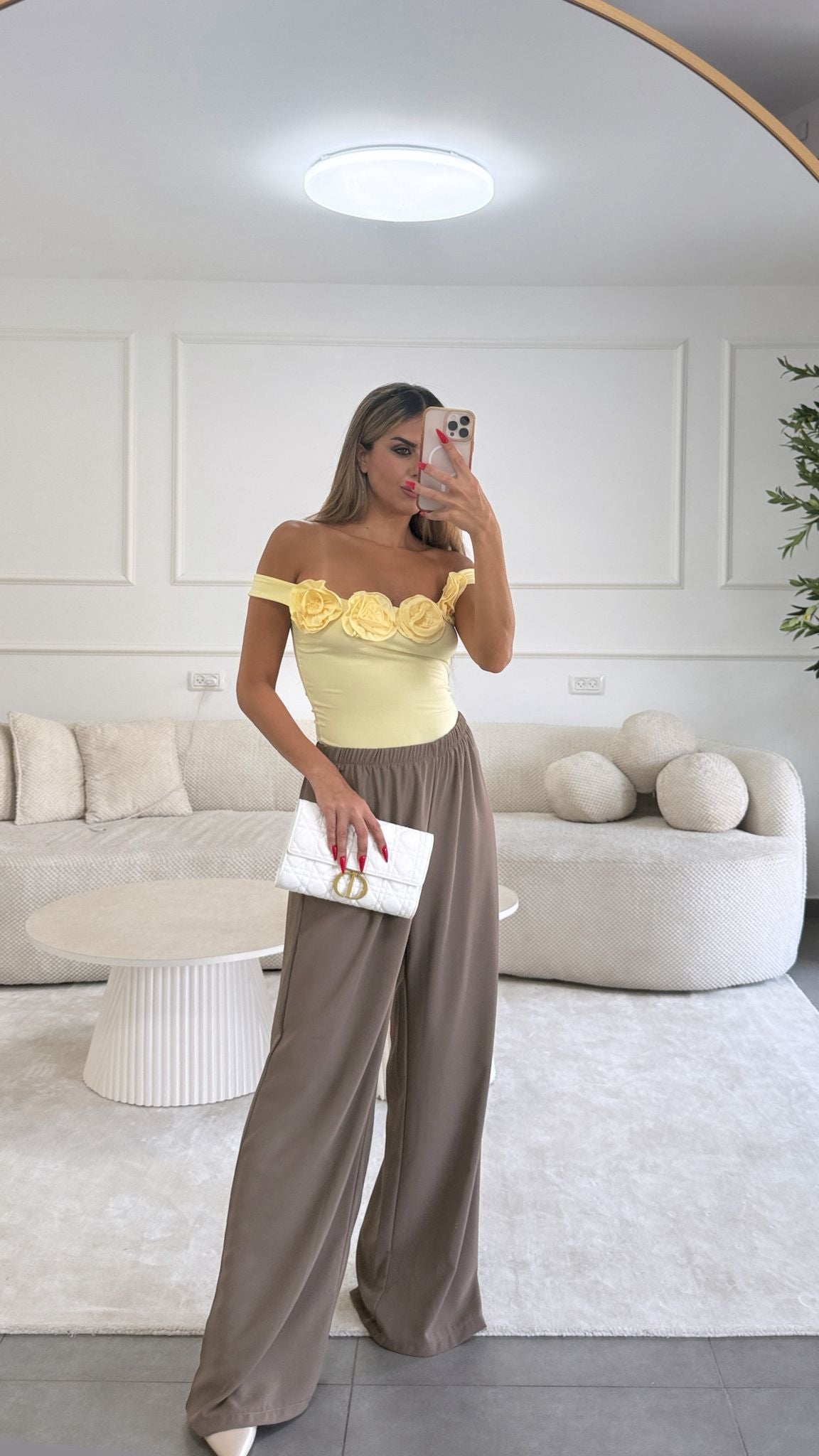 בגד גוף פלורי צהוב