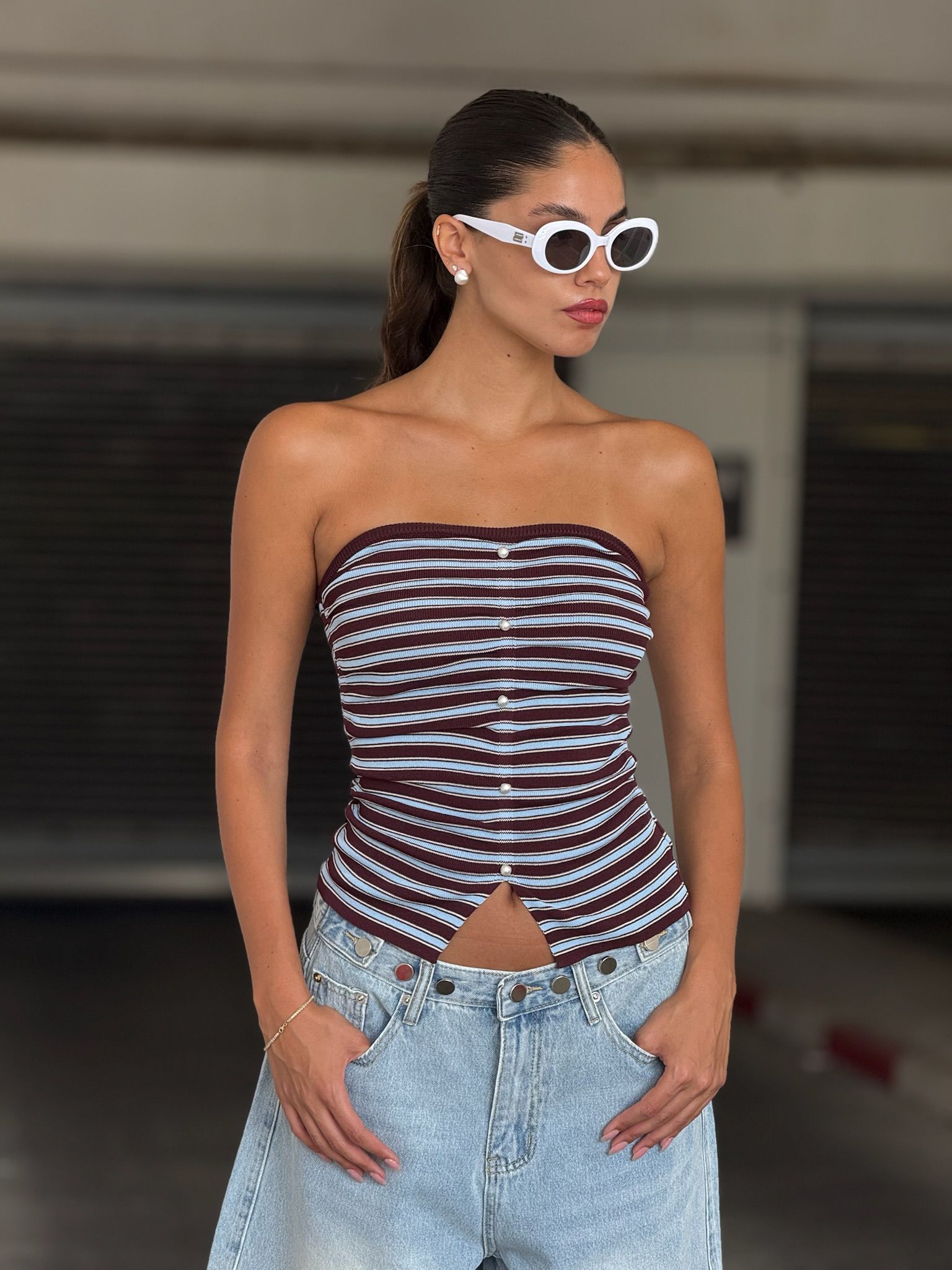 סטרפלס גלאור חום כהה